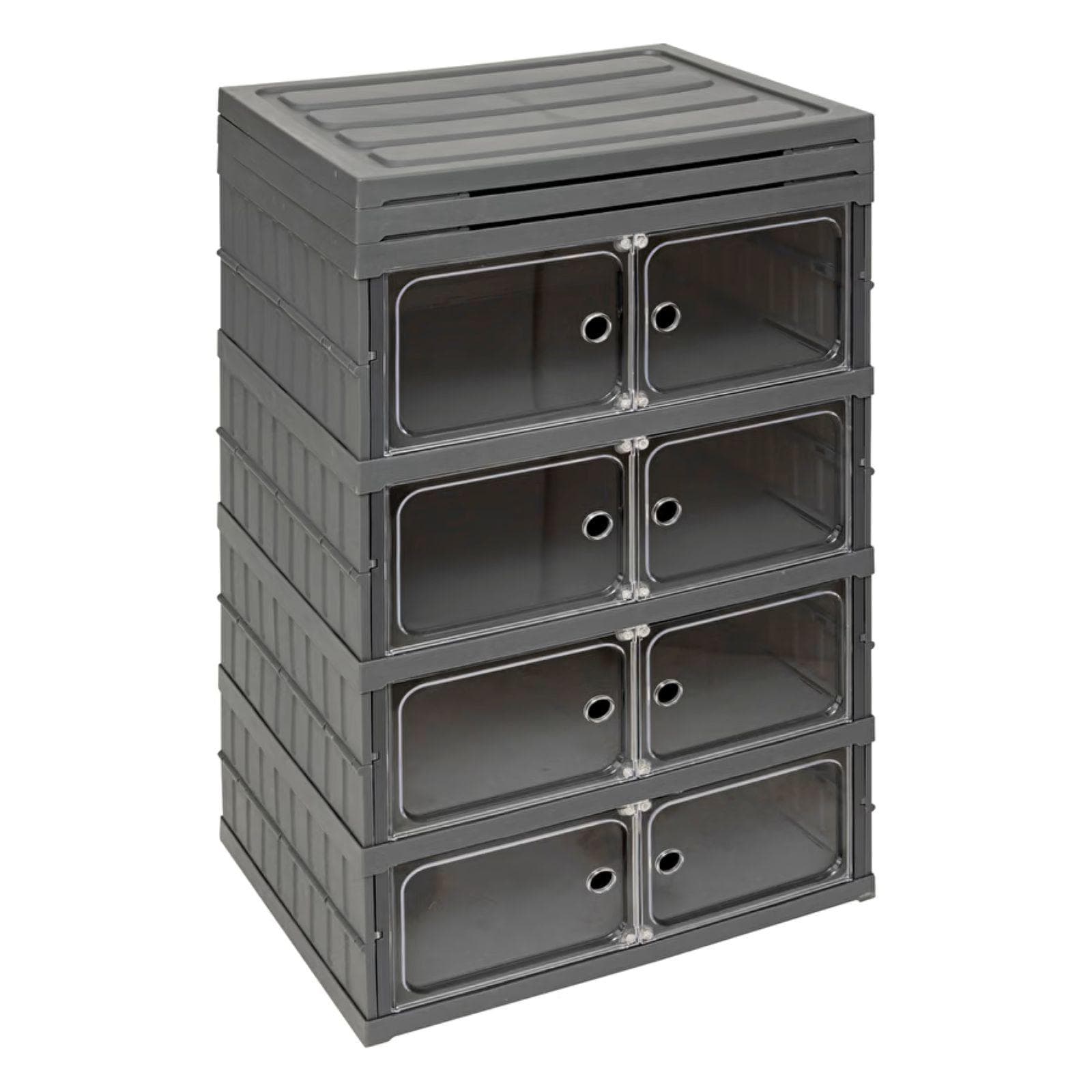 Mobile multiuso pieghevole 44x105h cm in polipropilene grigio con 12 vani