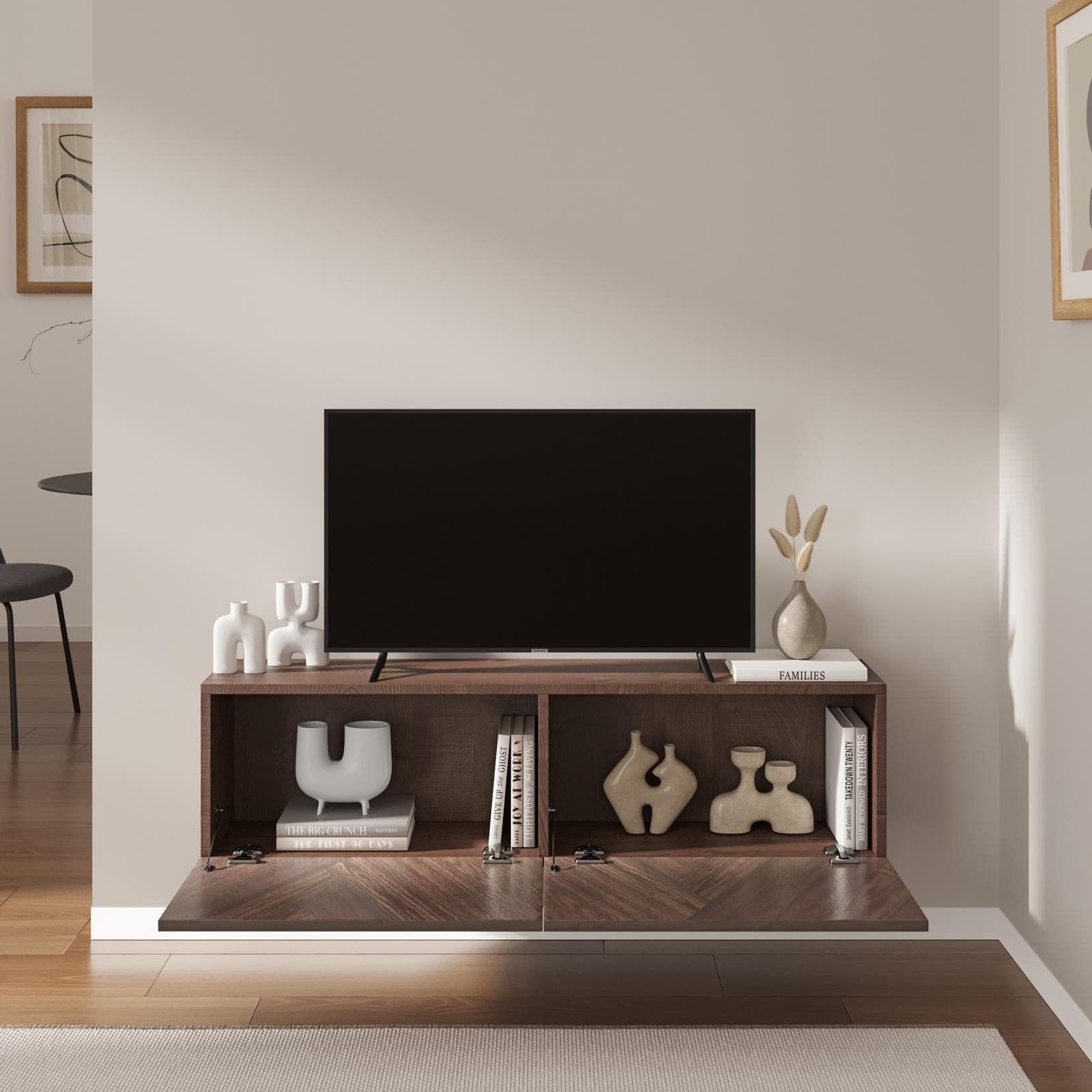 Mobile porta tv 120 cm noce effetto parquet con 2 ante - Betka