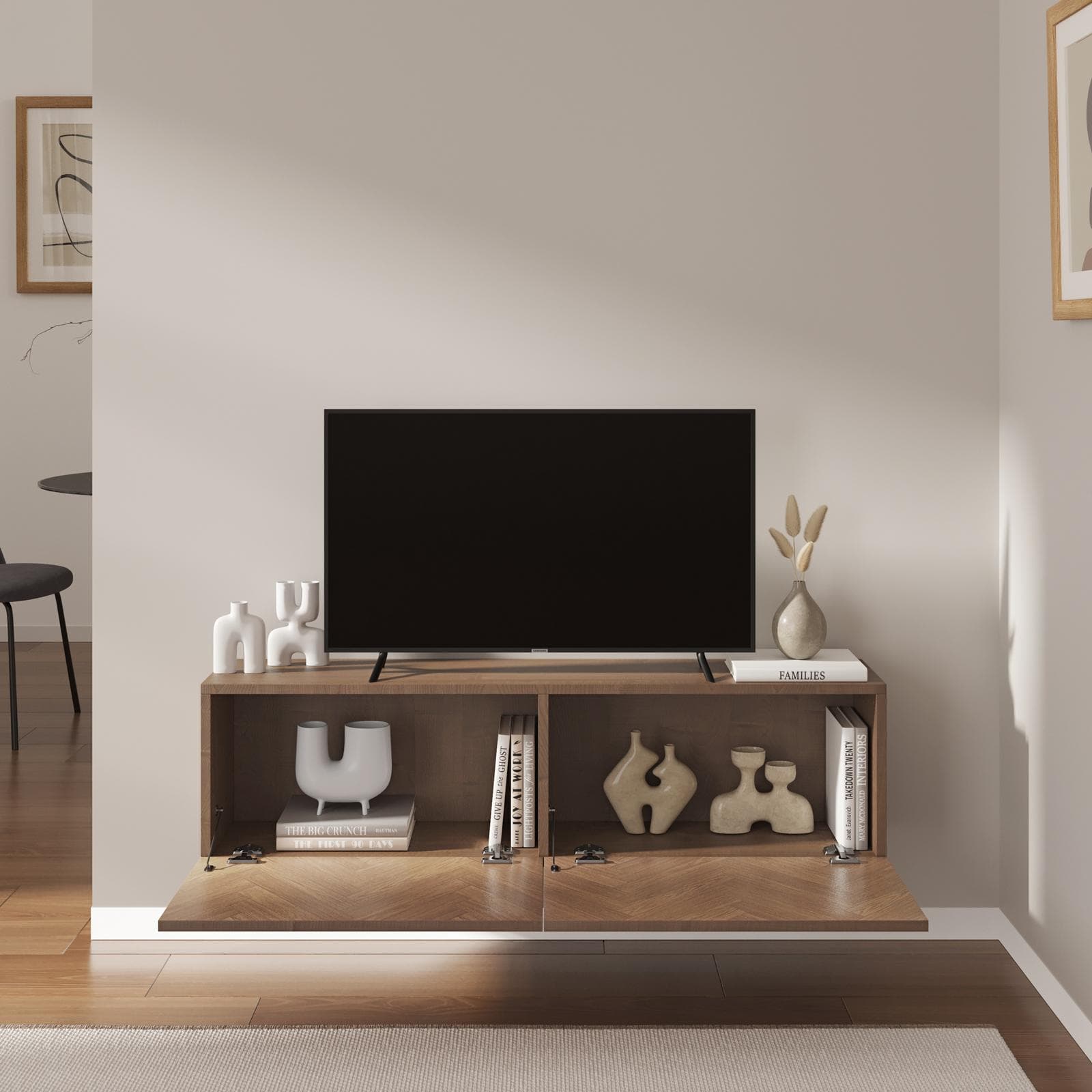 Mobile porta tv 120 cm rovere effetto parquet con 2 ante - Betka