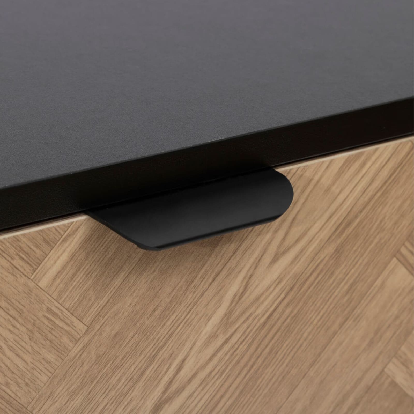 Mobile porta tv 120x40 cm in acciaio nero con ante in legno effetto parquet - Blacky