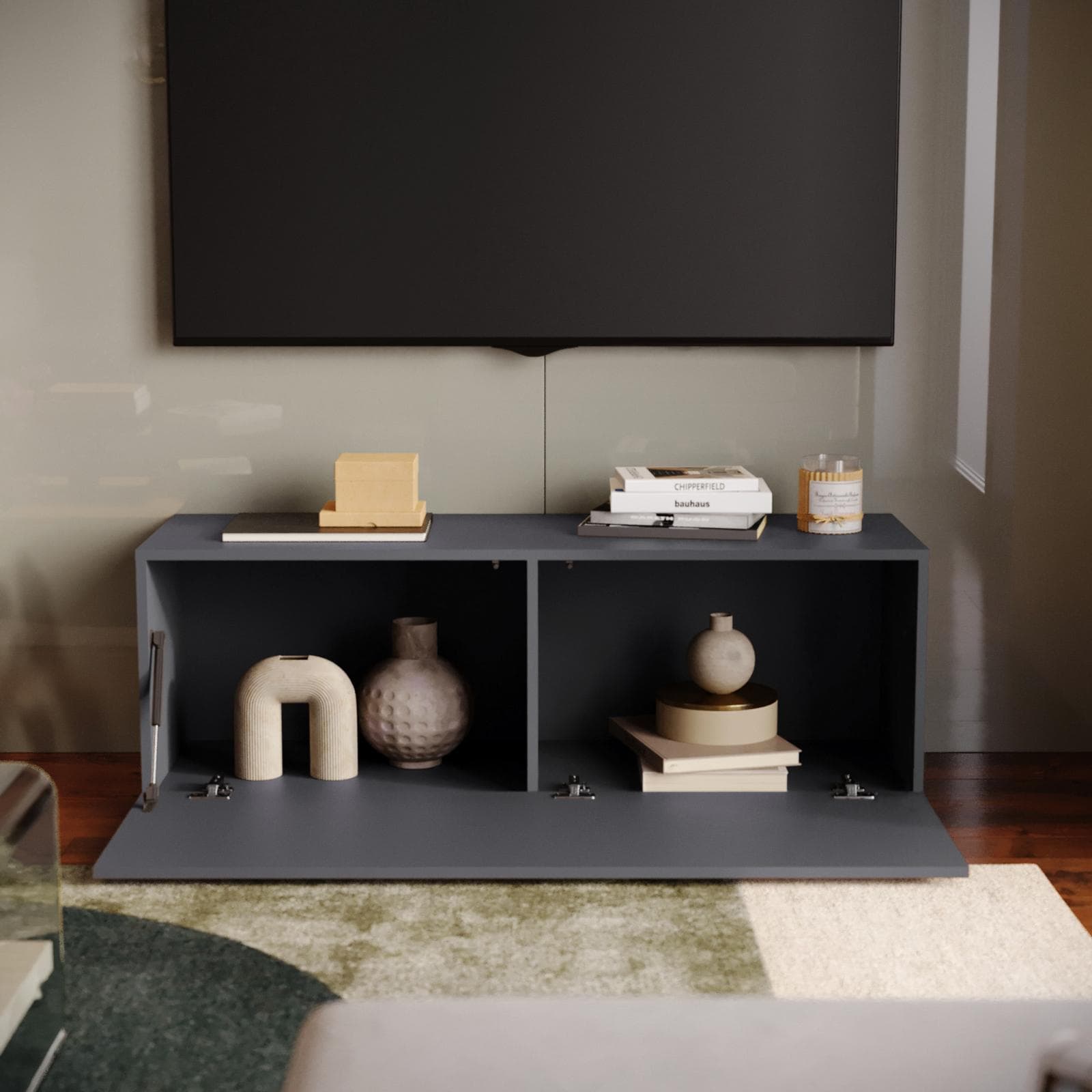 Mobile porta tv 120x40h cm a terra antracite opaco - Kayros