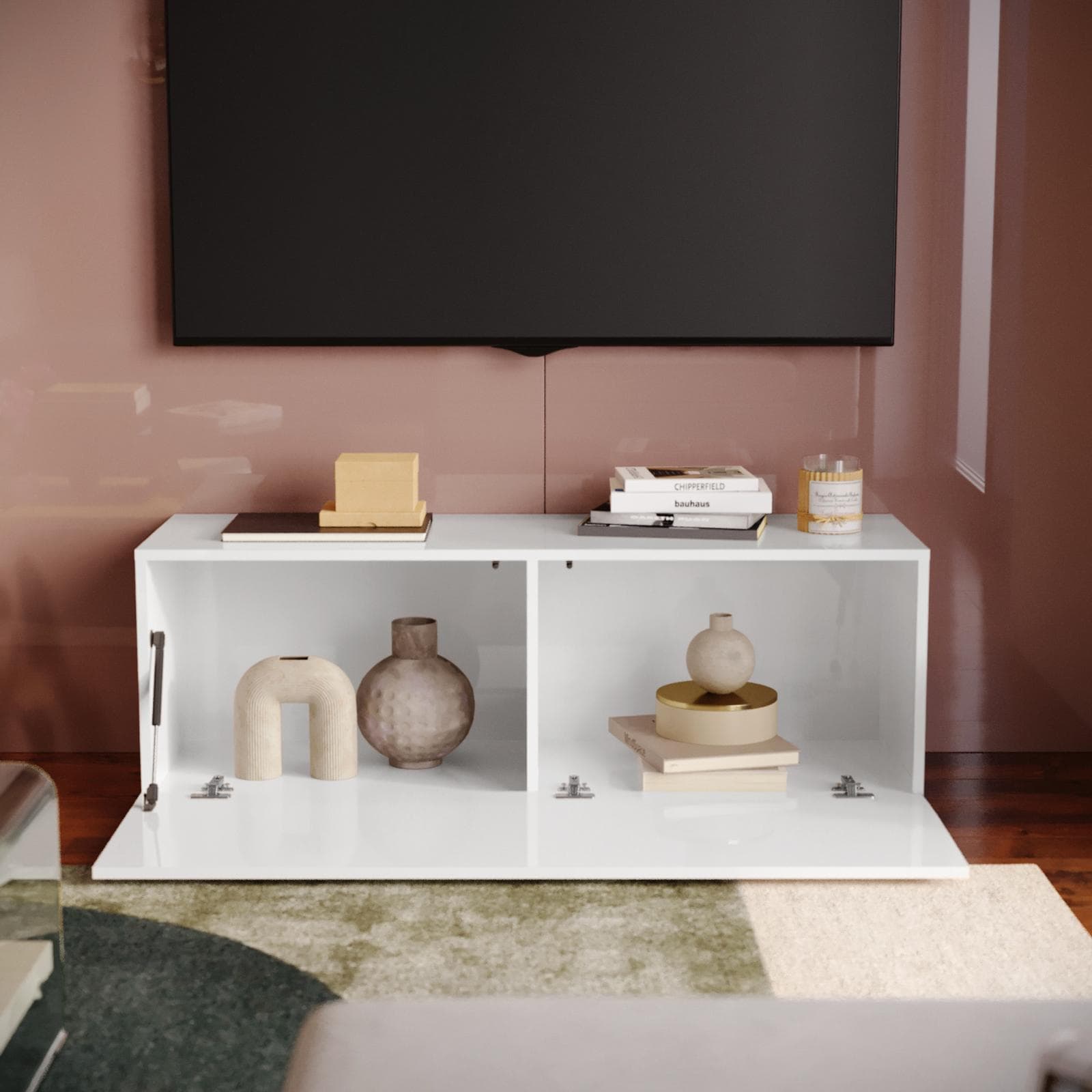 Mobile porta tv 120x40h cm a terra bianco lucido - Kayros