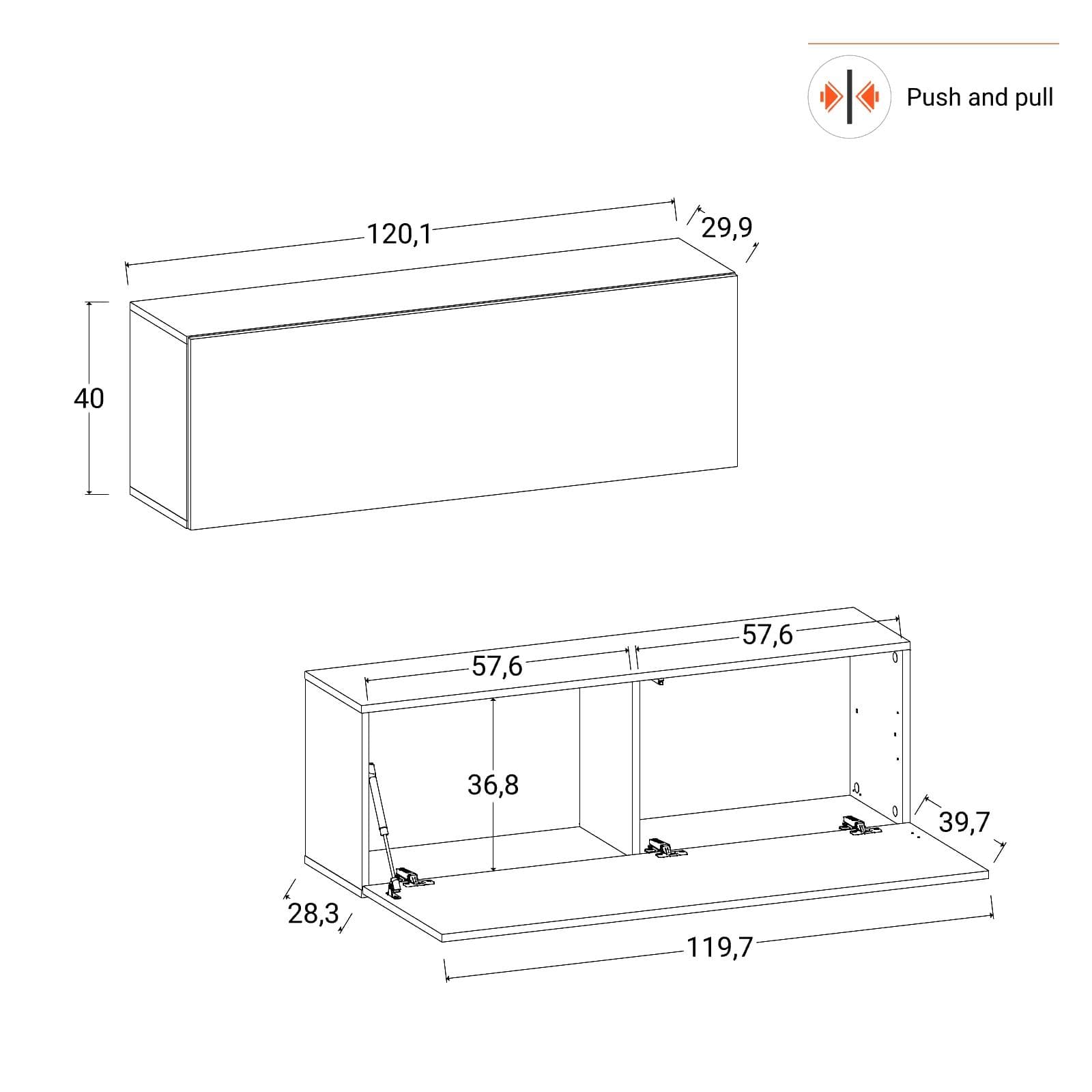 Mobile porta tv 120x40h cm sospeso bianco lucido - Kayros