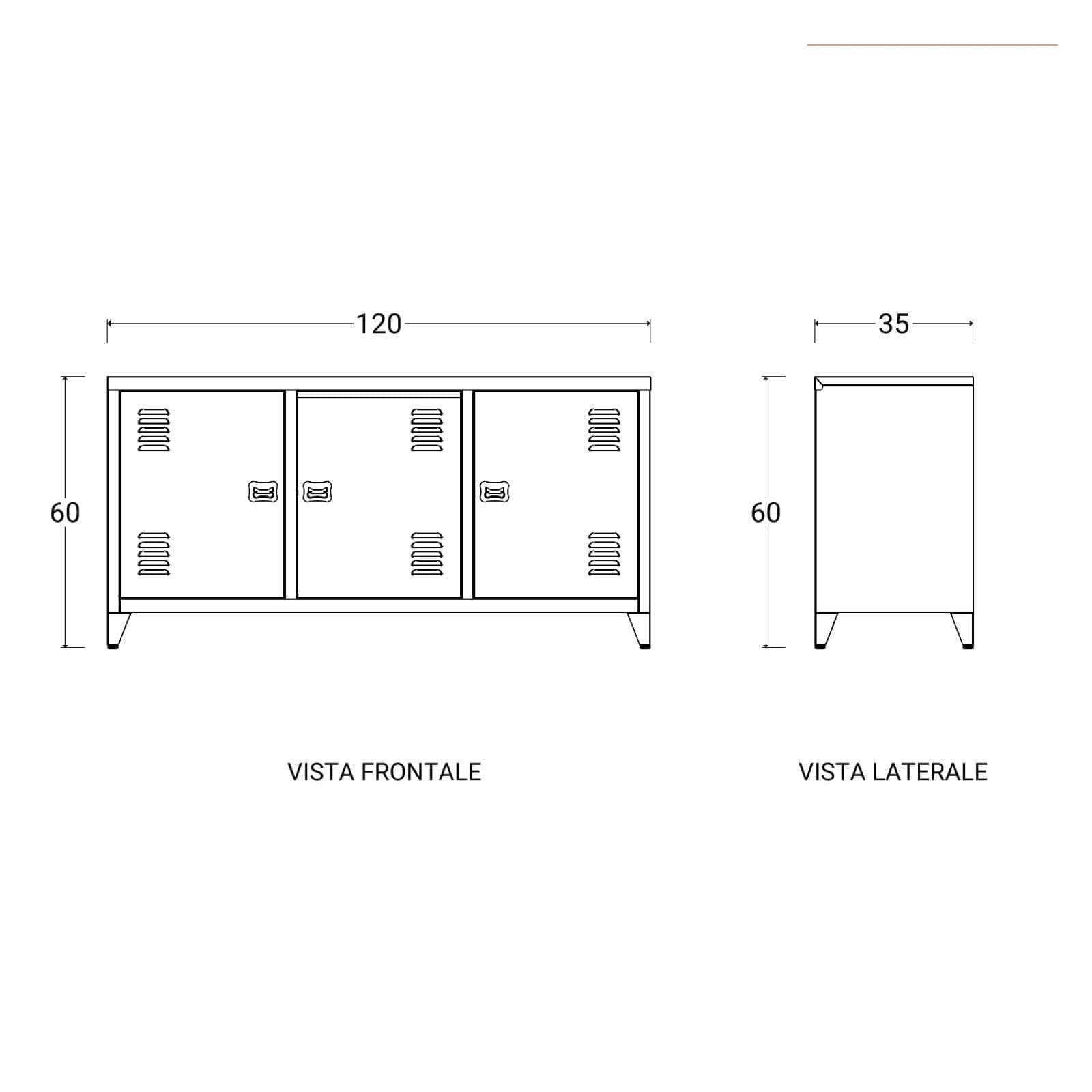 Mobile porta tv 120x60h cm in acciaio verniciato verde salvia con 3 ante - Easton