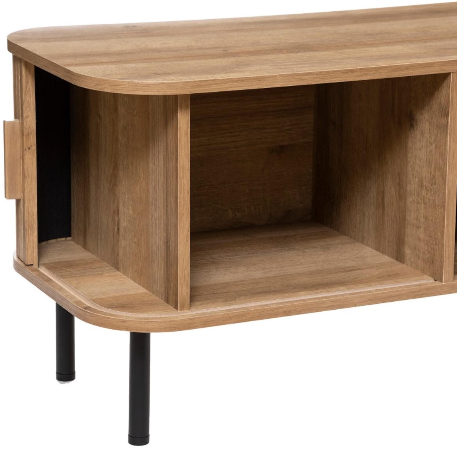 Mobile porta tv 140x40 cm con scaffali e 2 ante effetto legno - Dhana