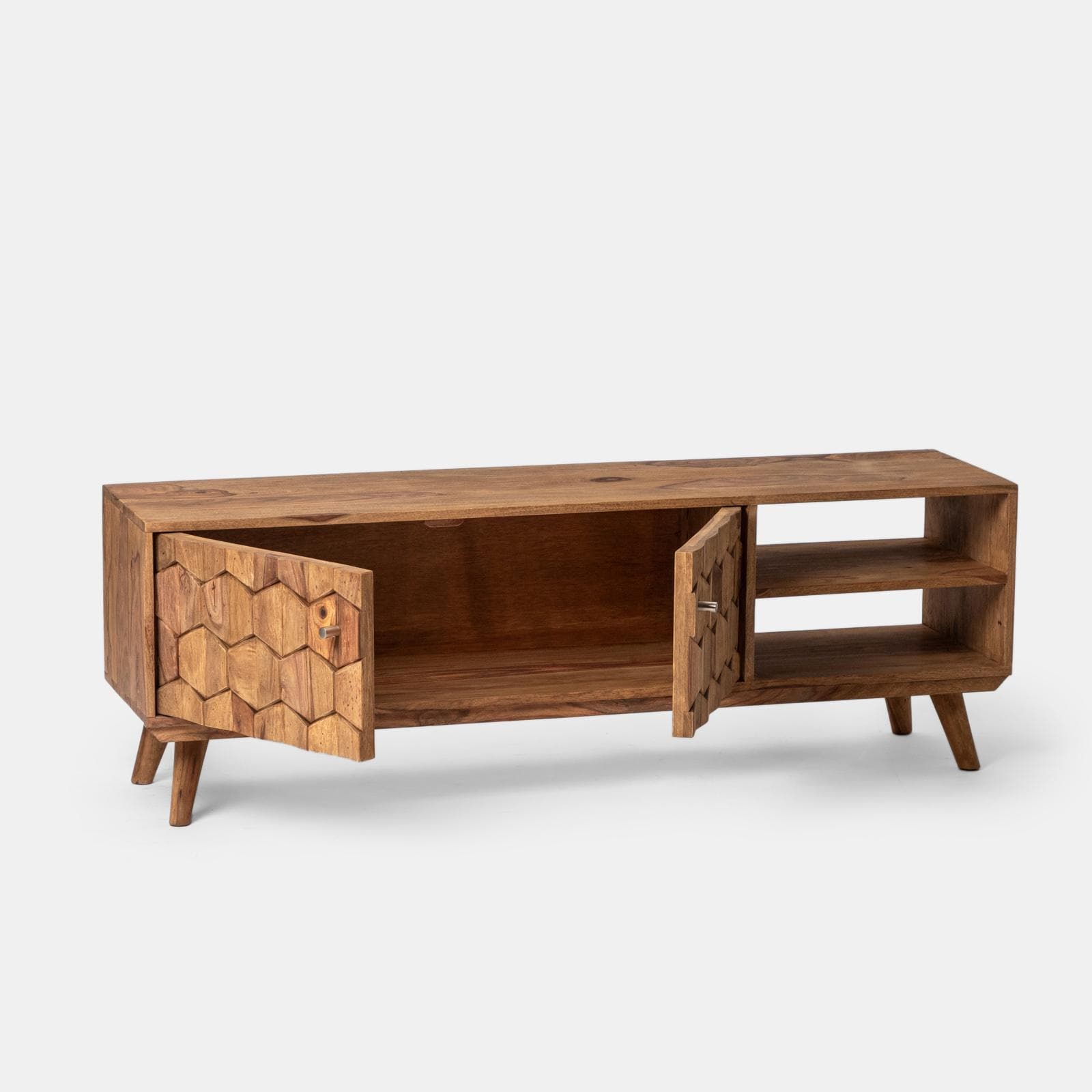 Mobile porta tv 145x49h cm in legno con due ante - Freia Sheesham
