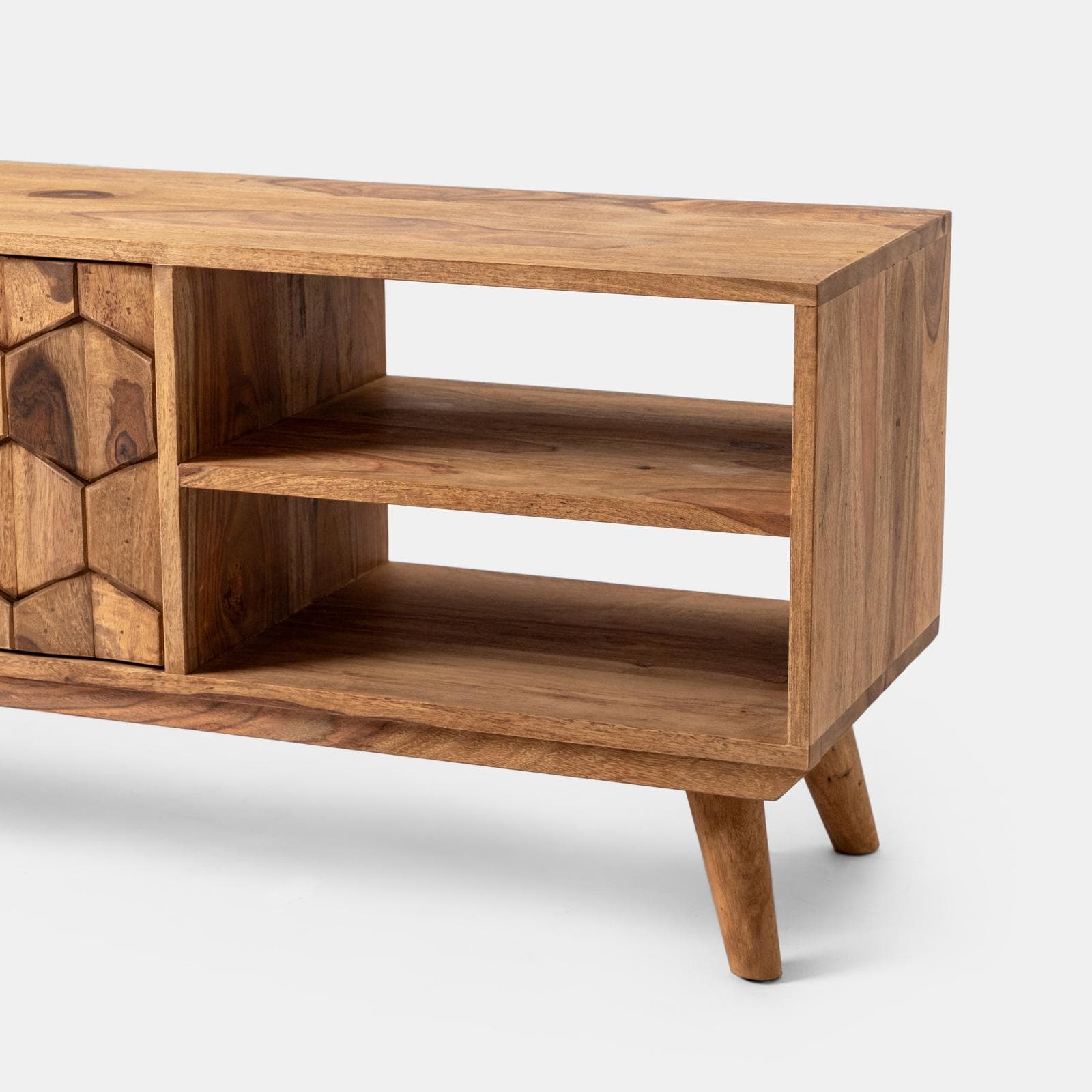 Mobile porta tv 145x49h cm in legno con due ante - Freia Sheesham