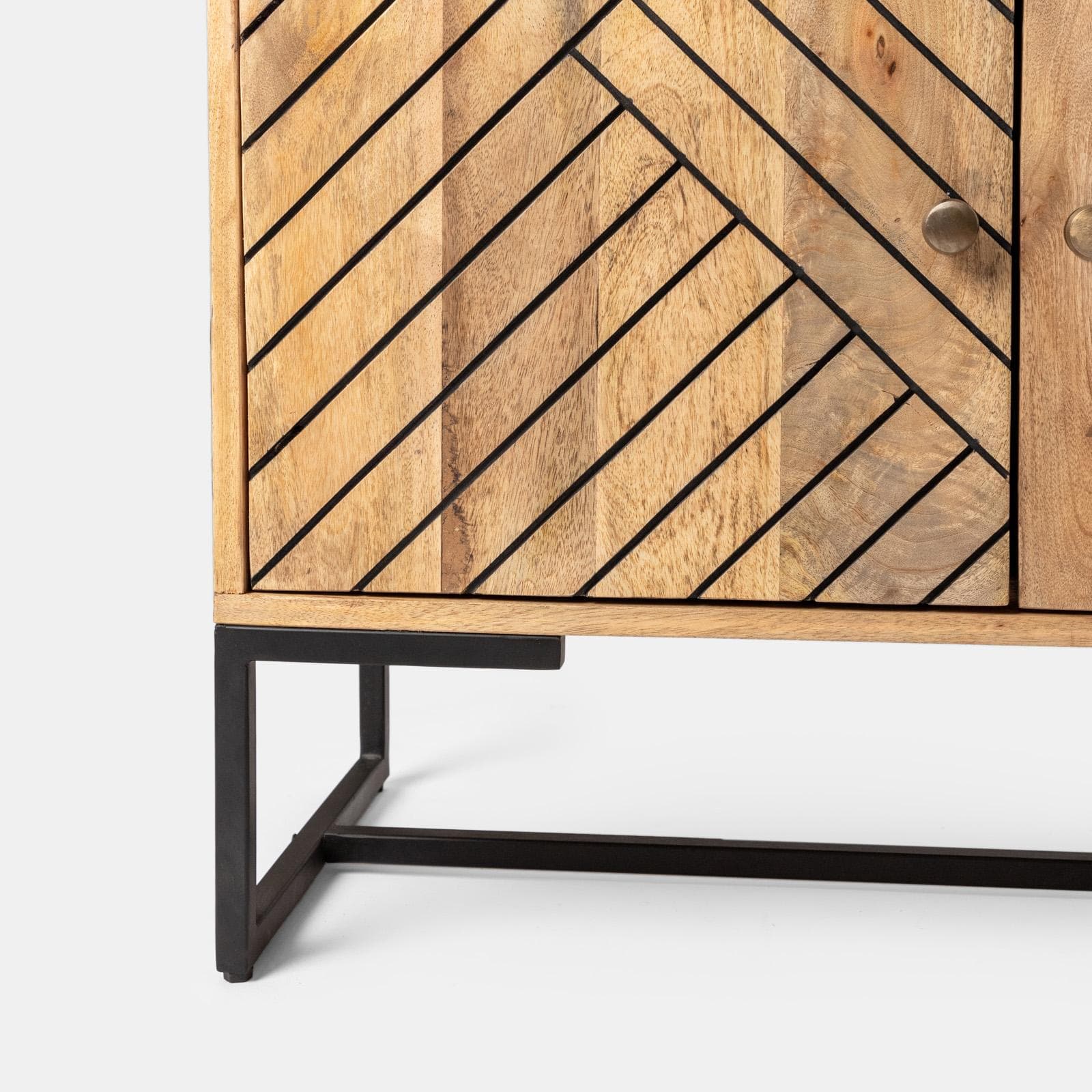 Mobile porta tv 175x40 cm in legno di mango e metallo con 2 ante e 2 cassetti - Freia Mango