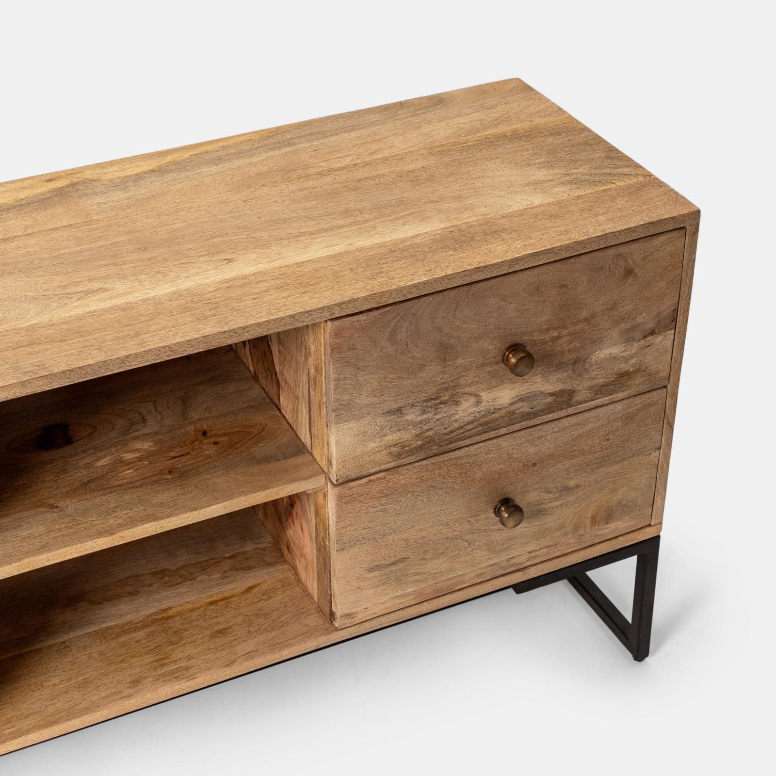 Mobile porta tv 175x40 cm in legno di mango e metallo con 2 ante e 2 cassetti - Freia Mango