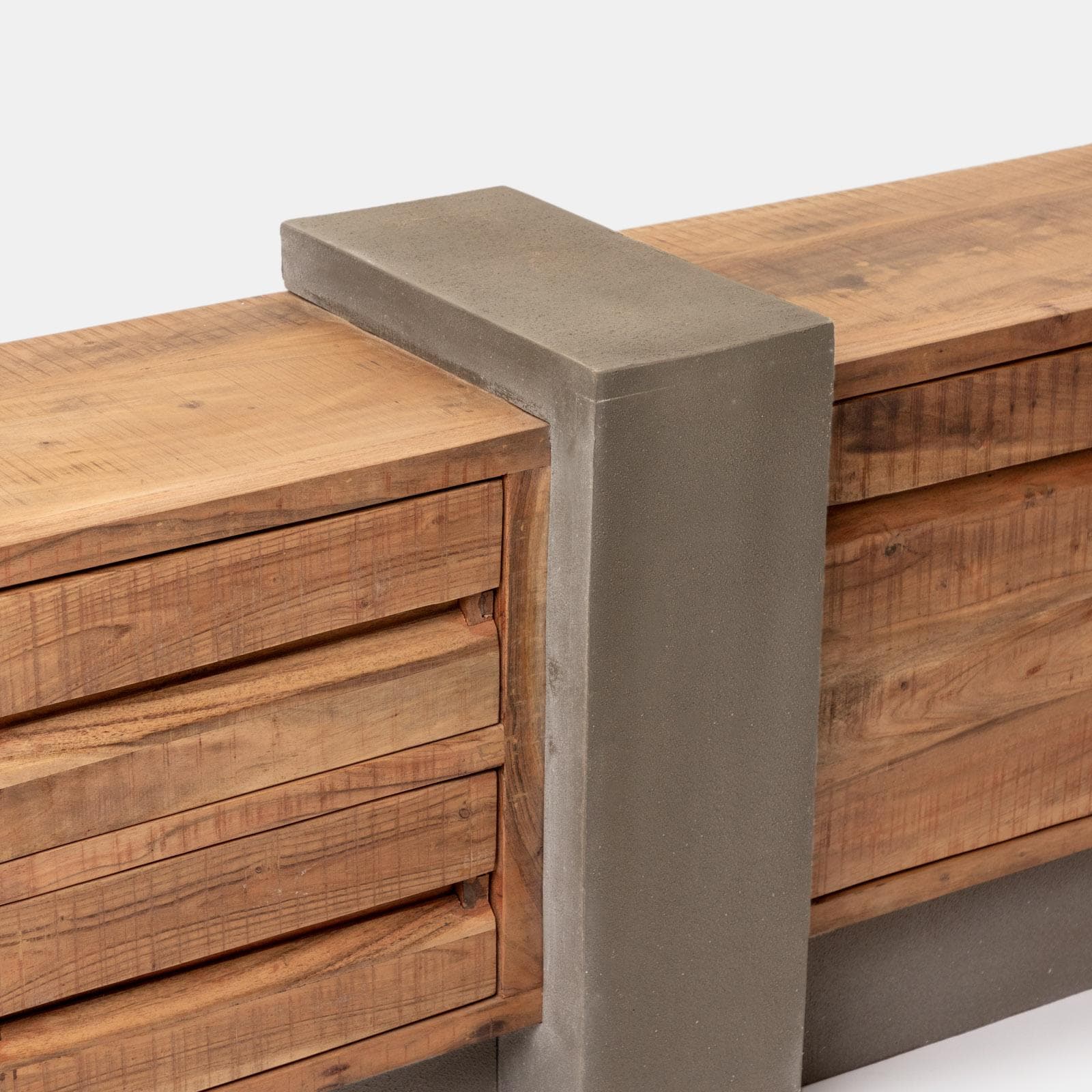 Mobile porta tv 175x60h cm in legno di acacia ed effetto pietra con 2 ante e 2 cassetti e led integrato - Mhalt