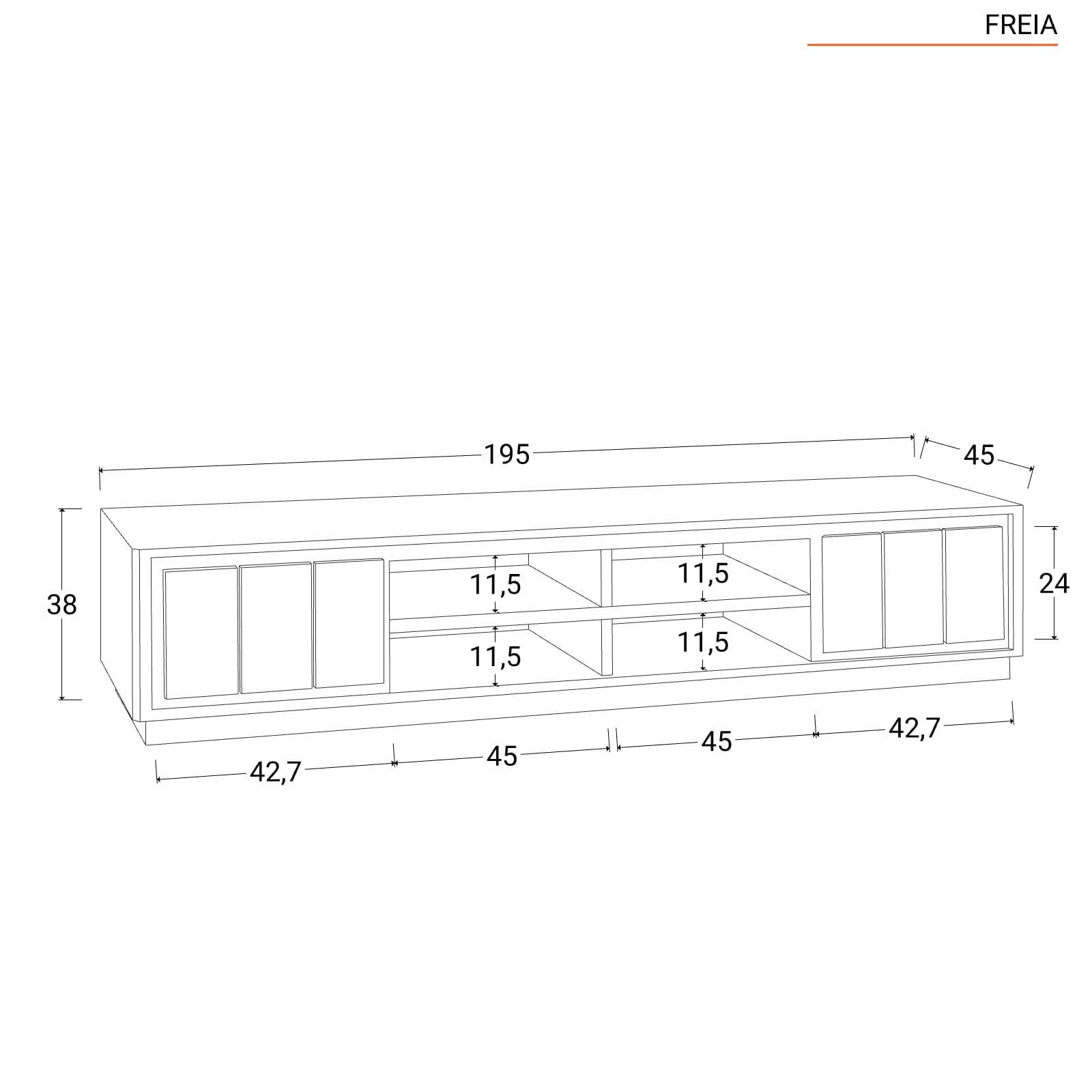 Mobile porta tv 195 cm in legno - Freia Sheesham
