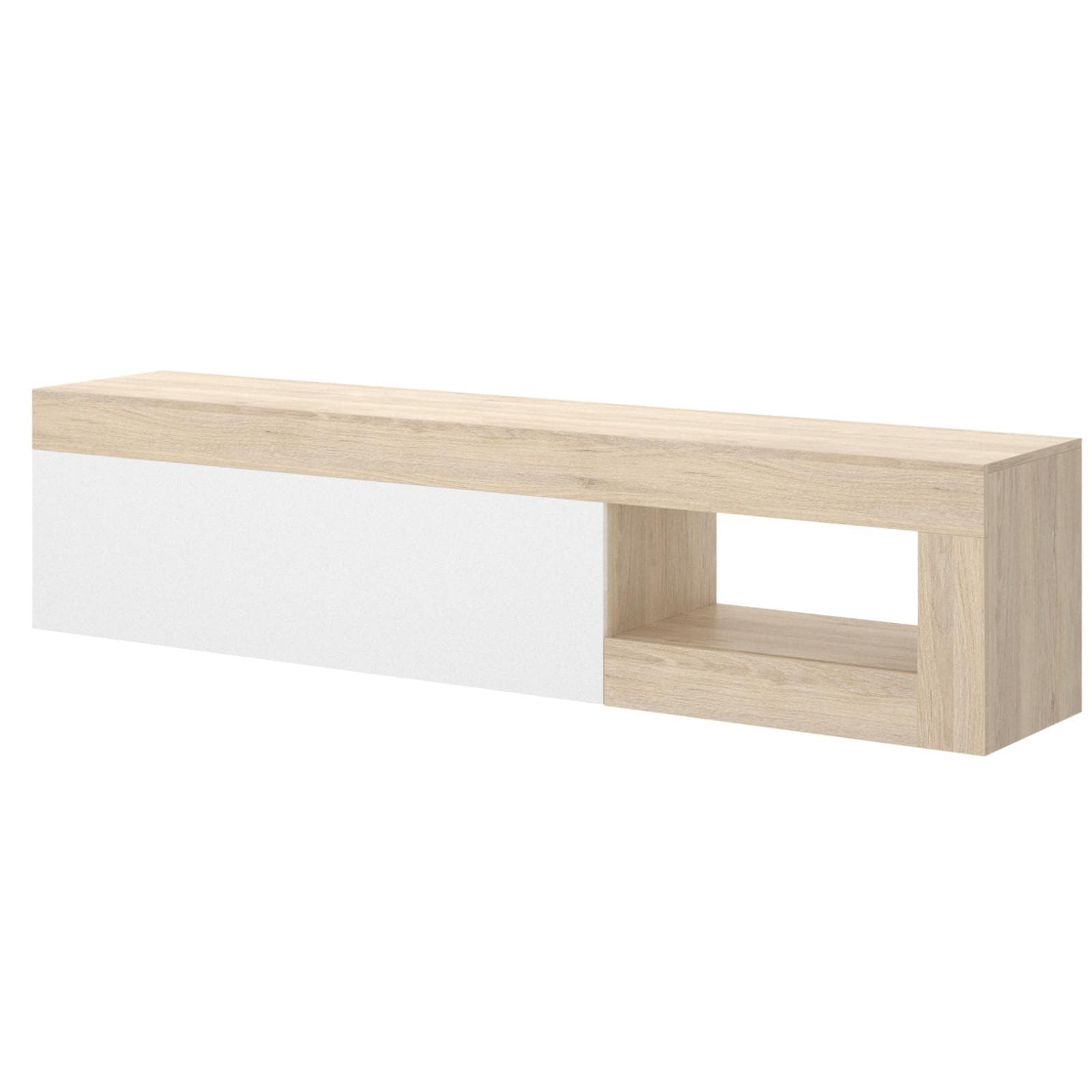 Mobile porta tv 204 cm in legno naturale e bianco lucido - Lisa