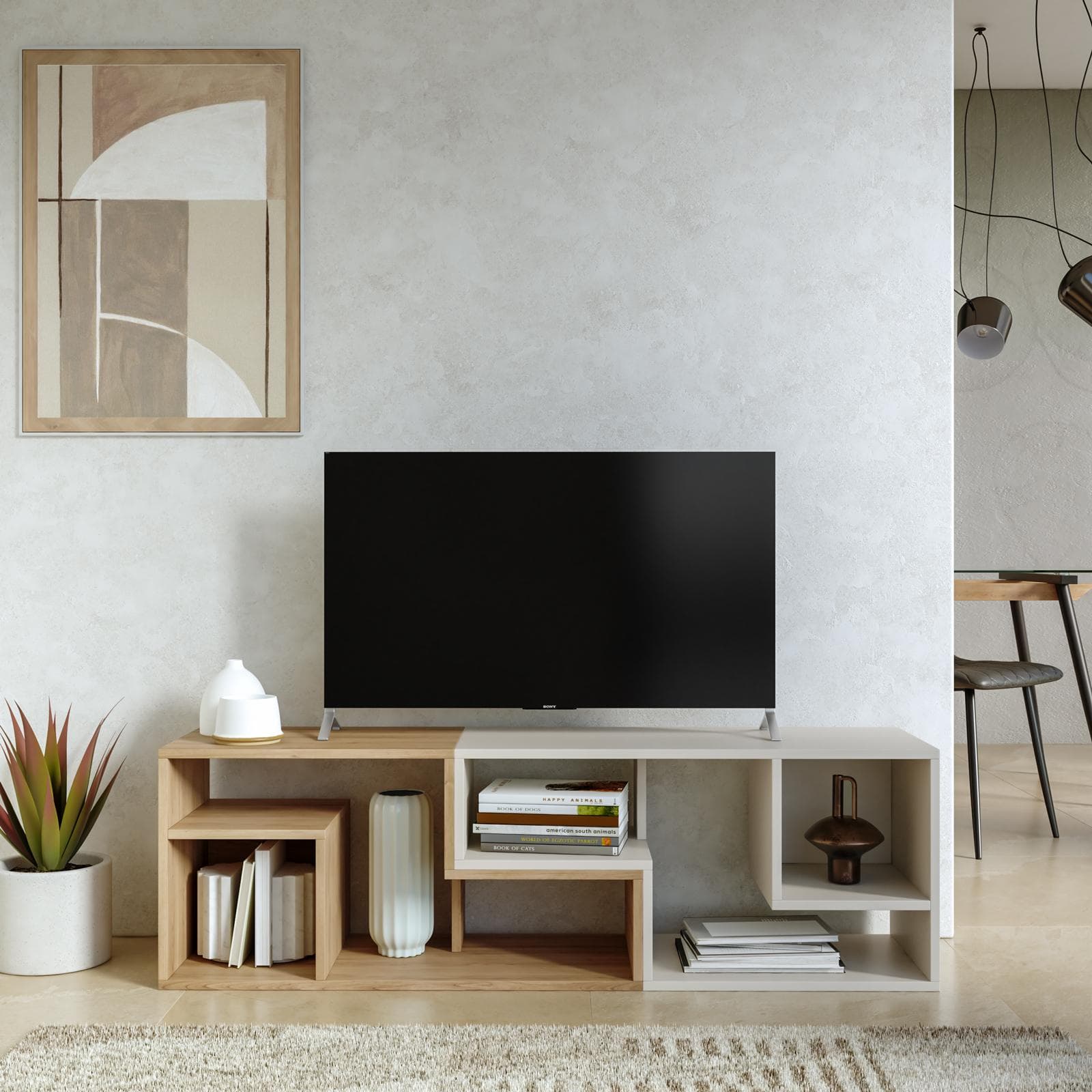 Mobile porta tv 145 cm lineare o angolare cashmere e rovere - Mairi