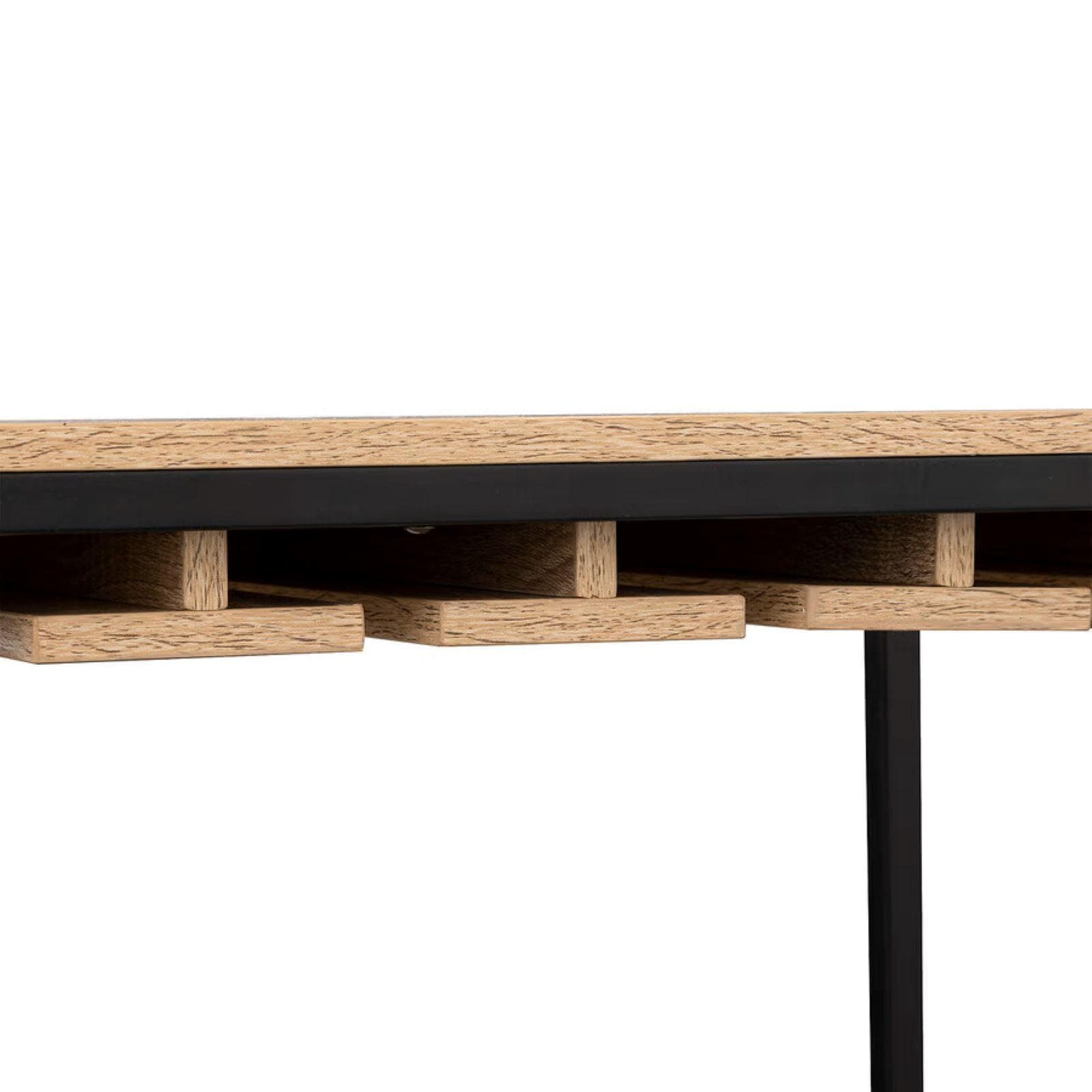 Mobile portabottiglie 160h cm effetto rovere e acciaio nero con portabicchieri - Emyl
