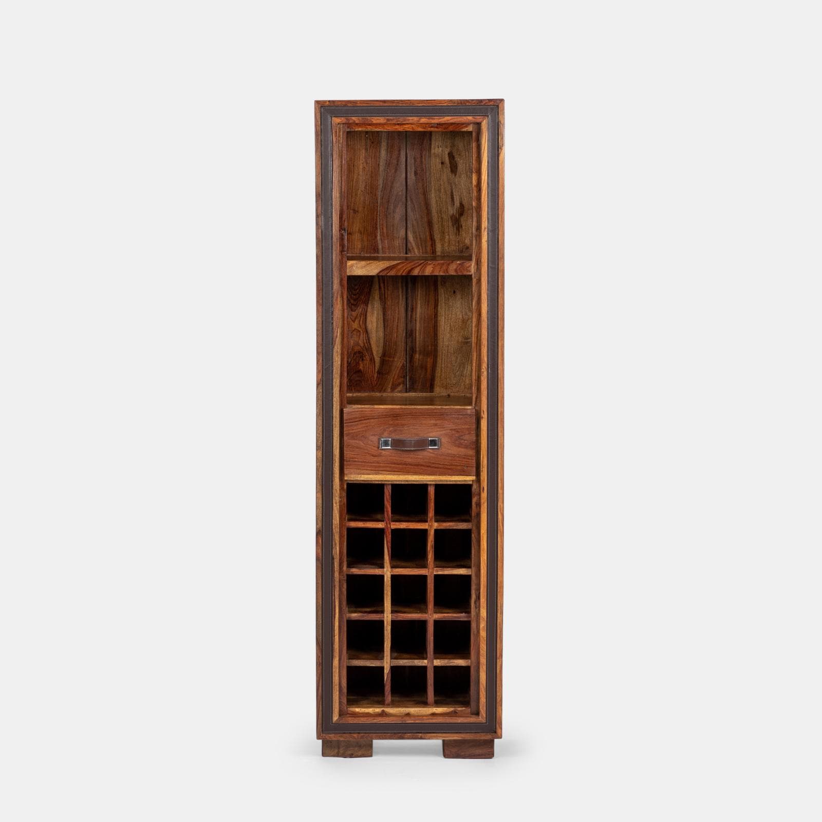 Mobile portabottiglie in legno con 1 cassetto - Freia Sheesham