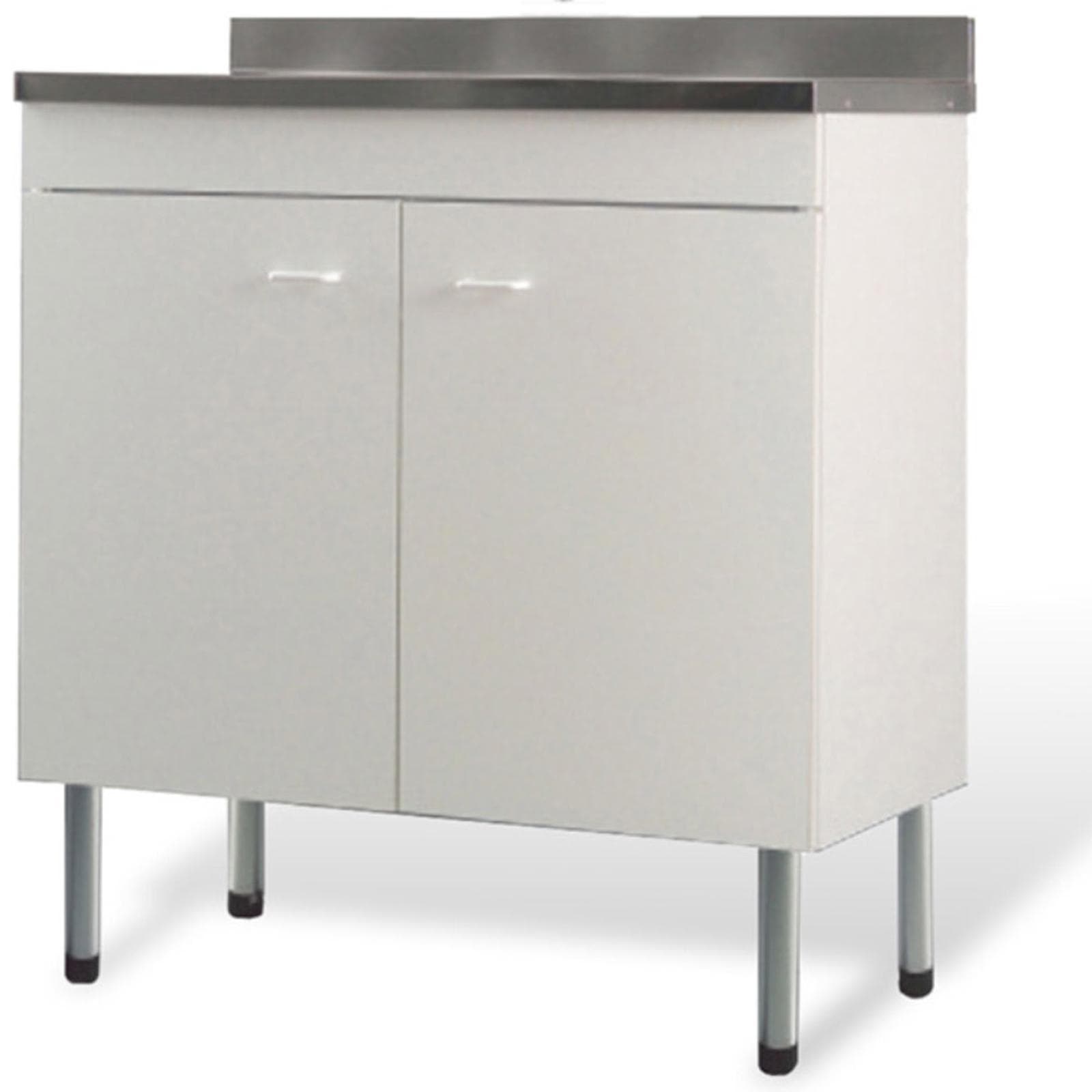 Mobile sottolavello bianco 80x50 + lavello inox 2 vasche