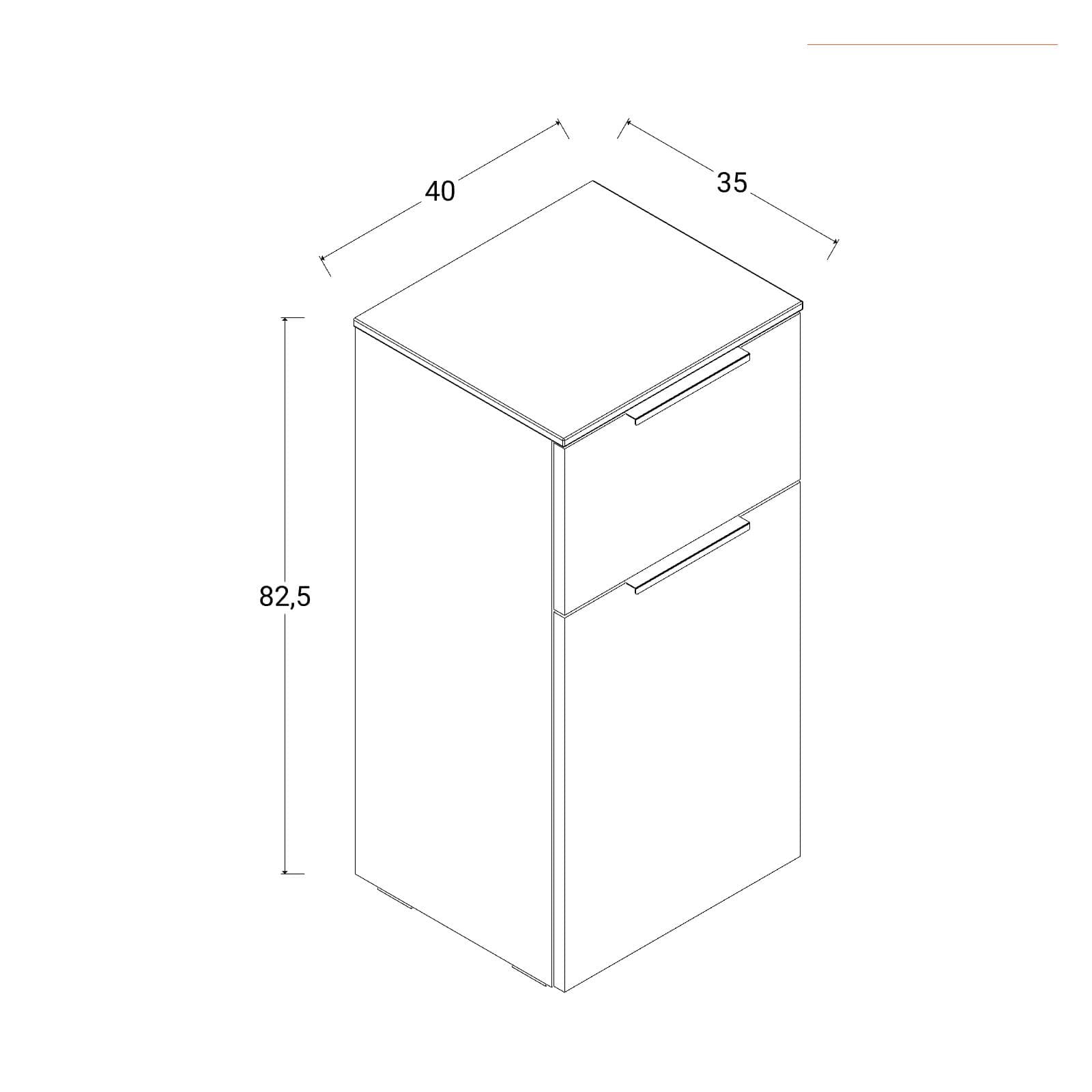 Mobile multiuso 40x35x82,5h cm in legno bianco e grigio cemento - Laredo