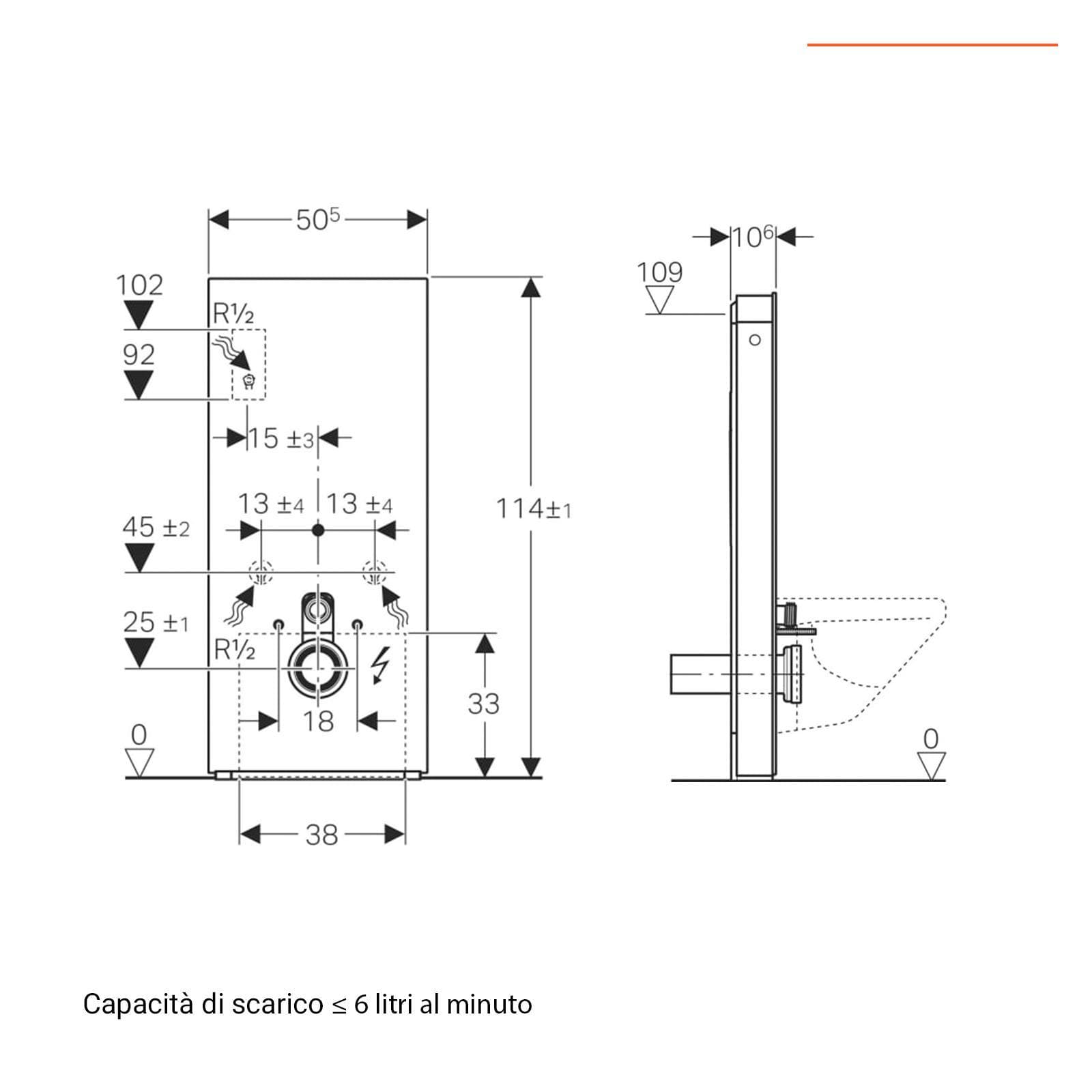 Modulo sanitari per wc sospeso 50x114h cm in vetro bianco - Geberit