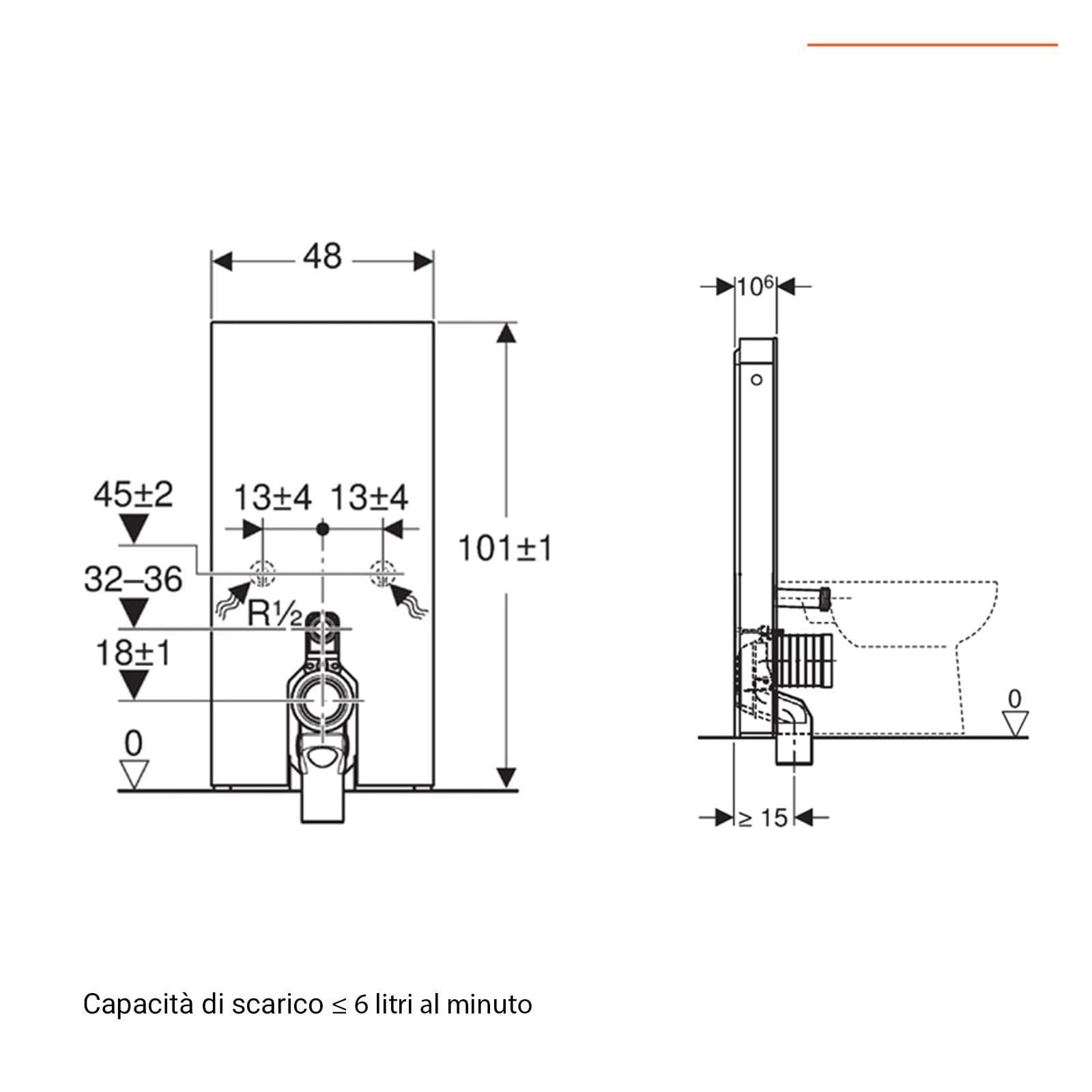 Modulo sanitario 100 cm per wc a pavimento vetro sabbia Serie Monolith - Geberit