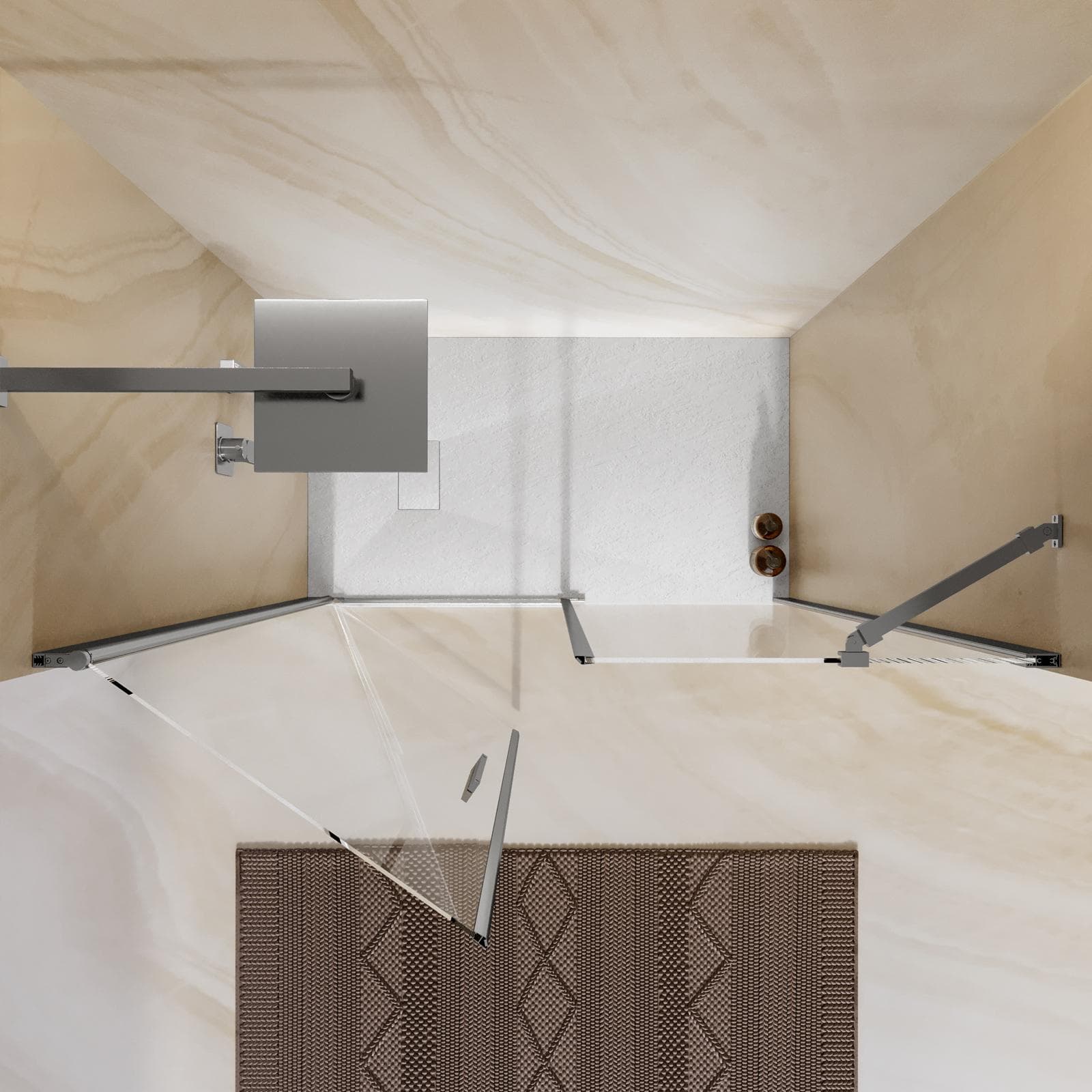 Box doccia nicchia 130 cm con porta battente 70 cm e lato fisso trasparente 195h - Nilo