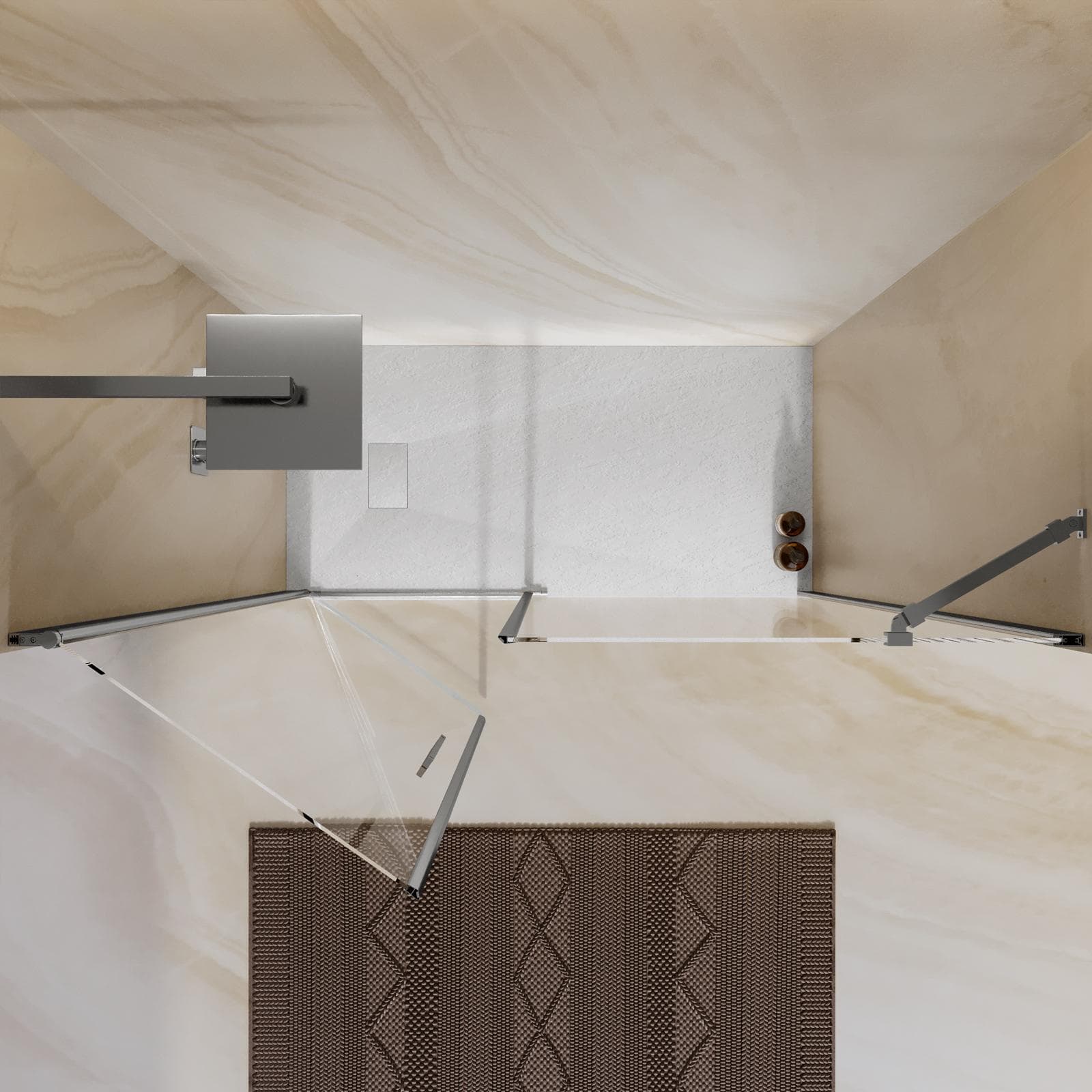 Box doccia nicchia doccia 145 cm porta battente 65 cm con lato fisso trasparente - Nilo