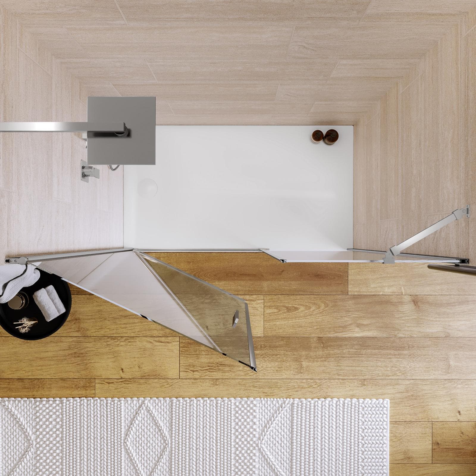 Box doccia nicchia 150 cm con porta battente 90 cm e lato fisso trasparente 195h - Nilo