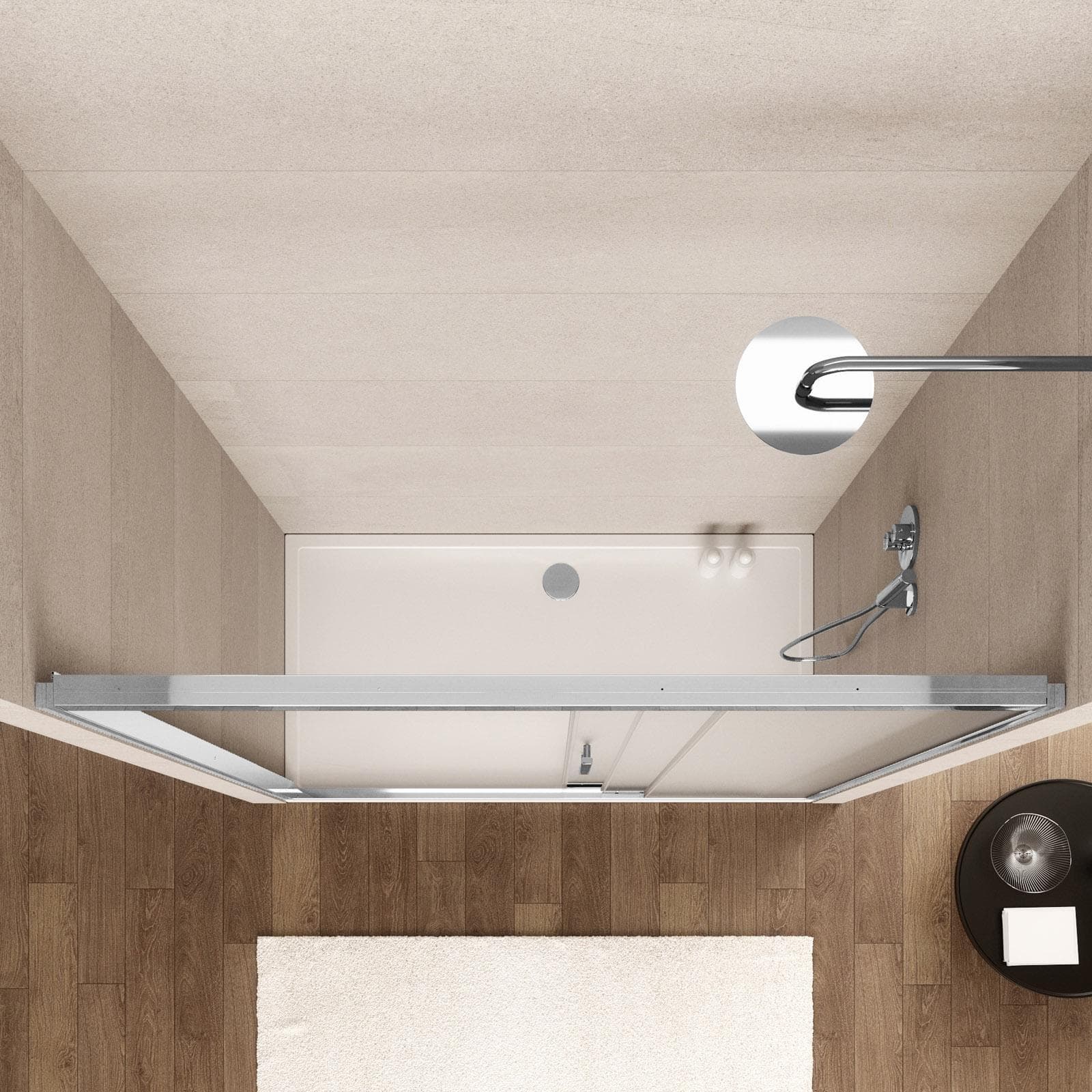 Box doccia nicchia 160 cm scorrevole verso dx 3 ante anticalcare opaco e profilo cromo 195h - Teknic