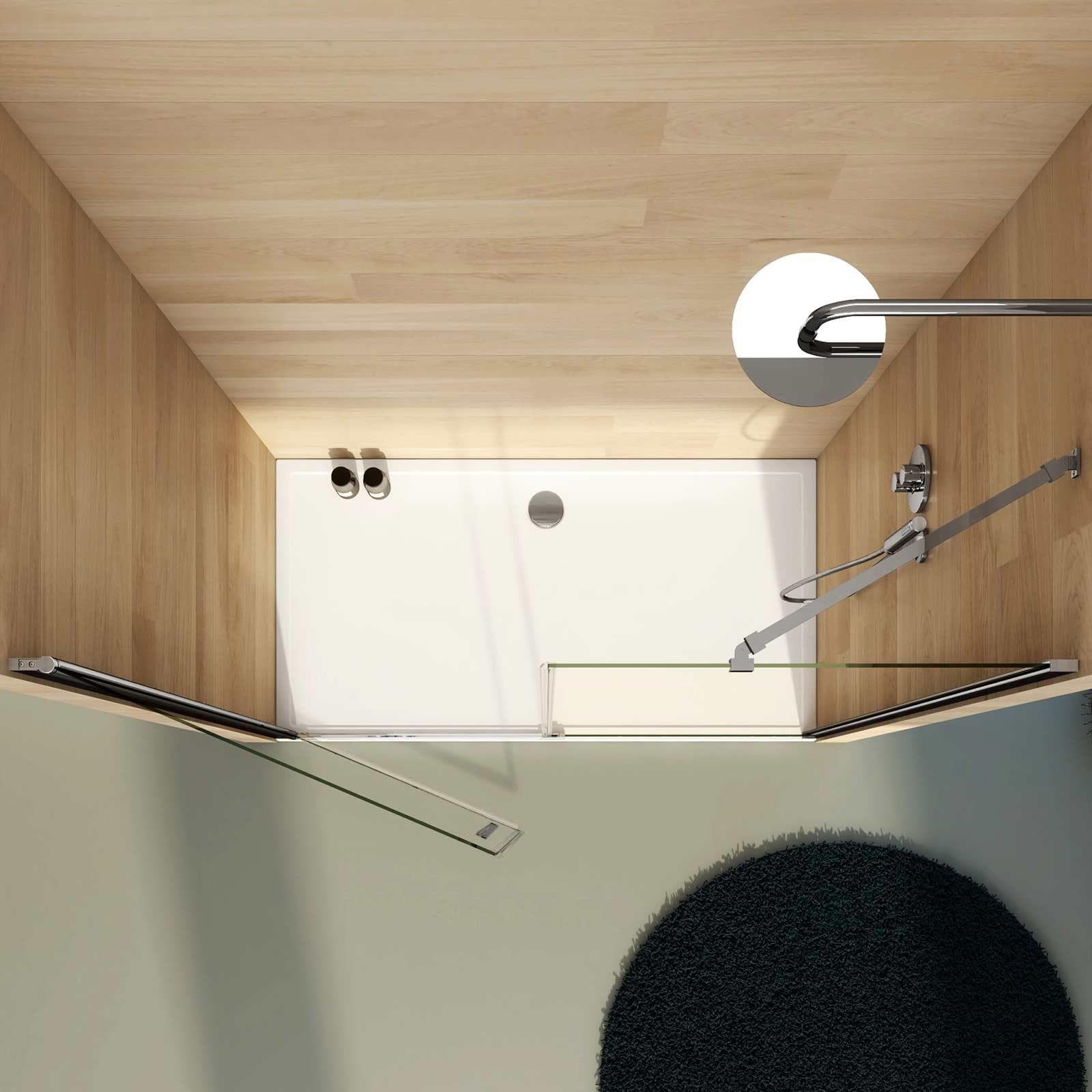 Box doccia nicchia 165 cm battente 80 cm e lato fisso trasparente - Nilo