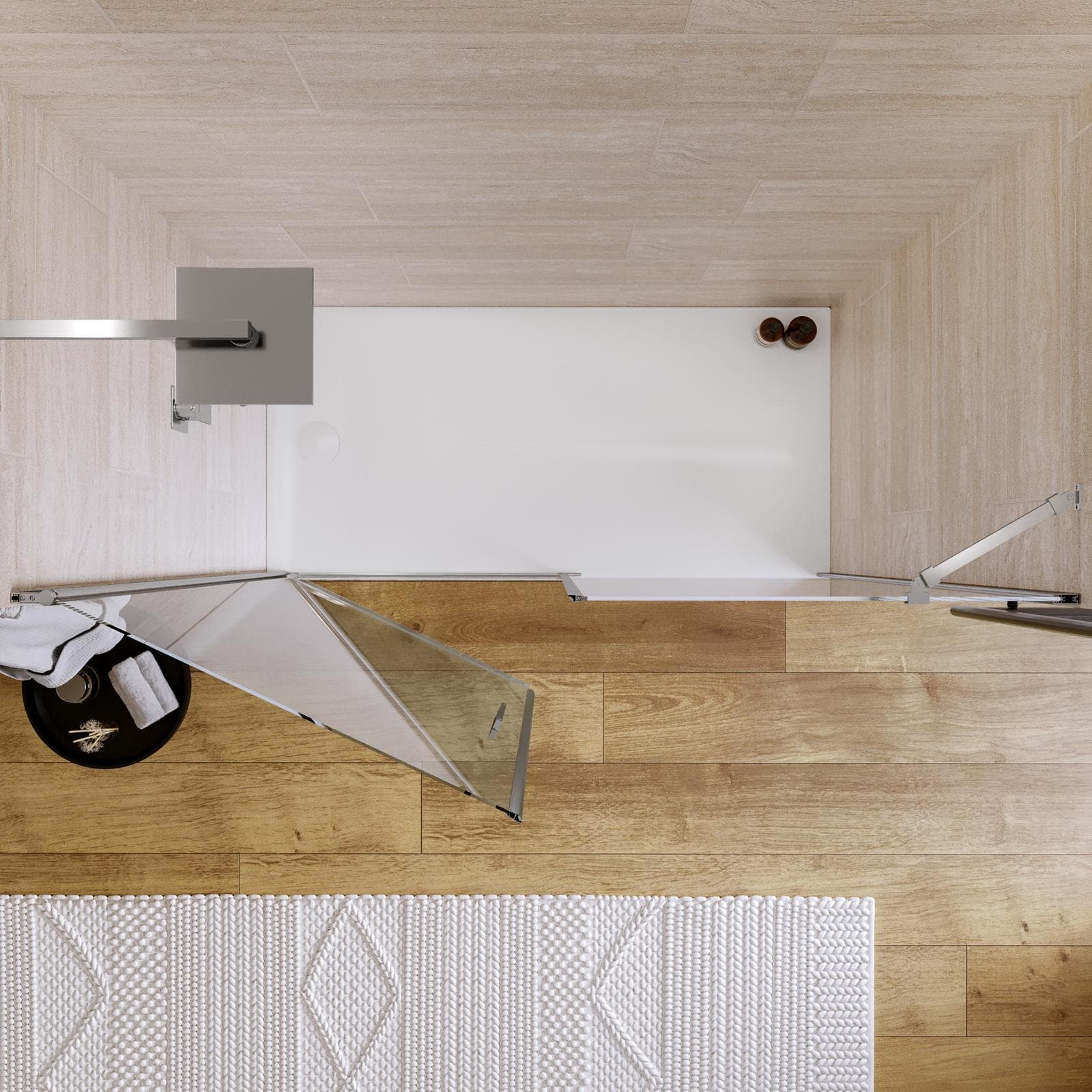Box doccia nicchia 175 cm battente 90 cm e lato fisso trasparente - Nilo