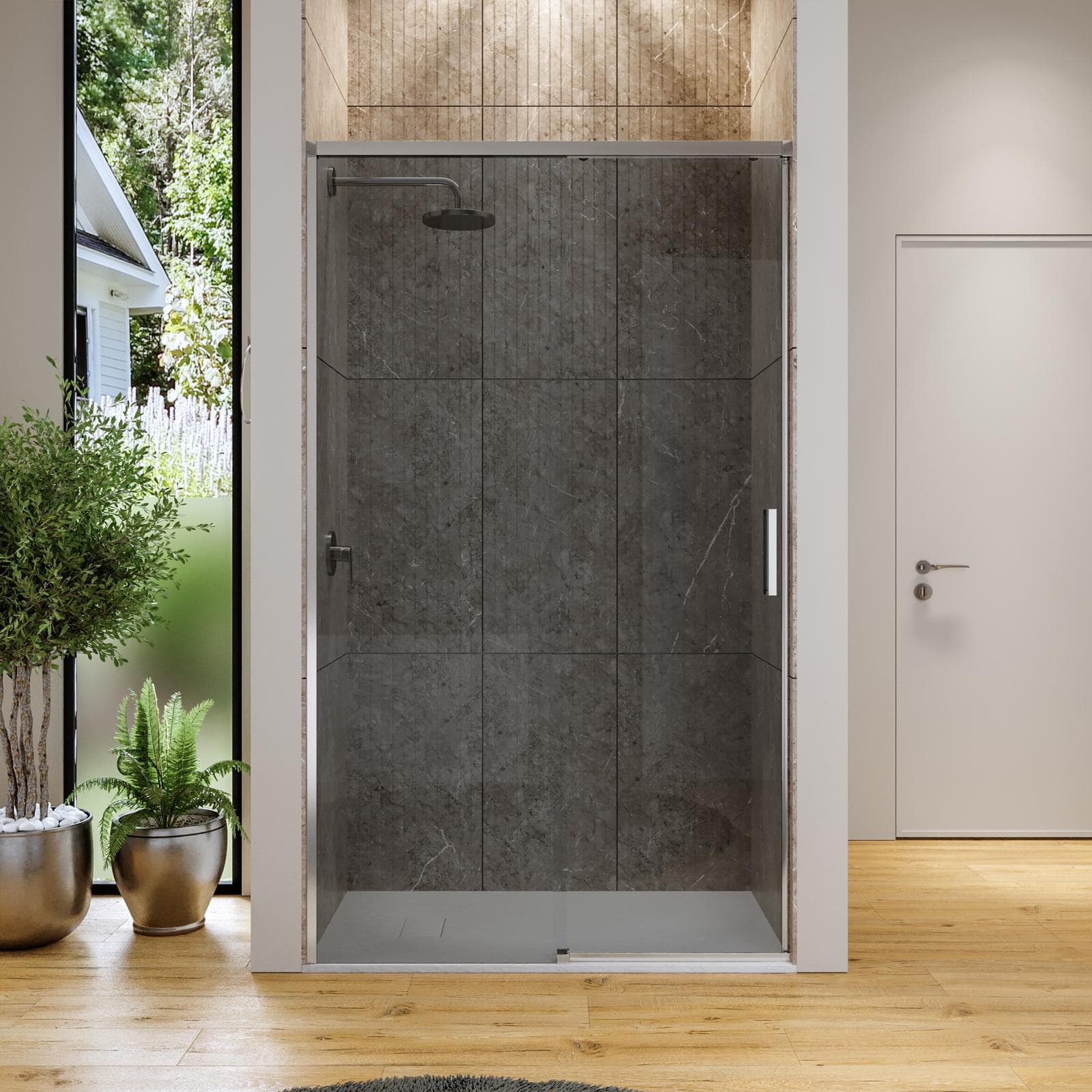 Box doccia nicchia 110 scorrevole cm in vetro temperato fumè profilo cromo 200 h - Tessa