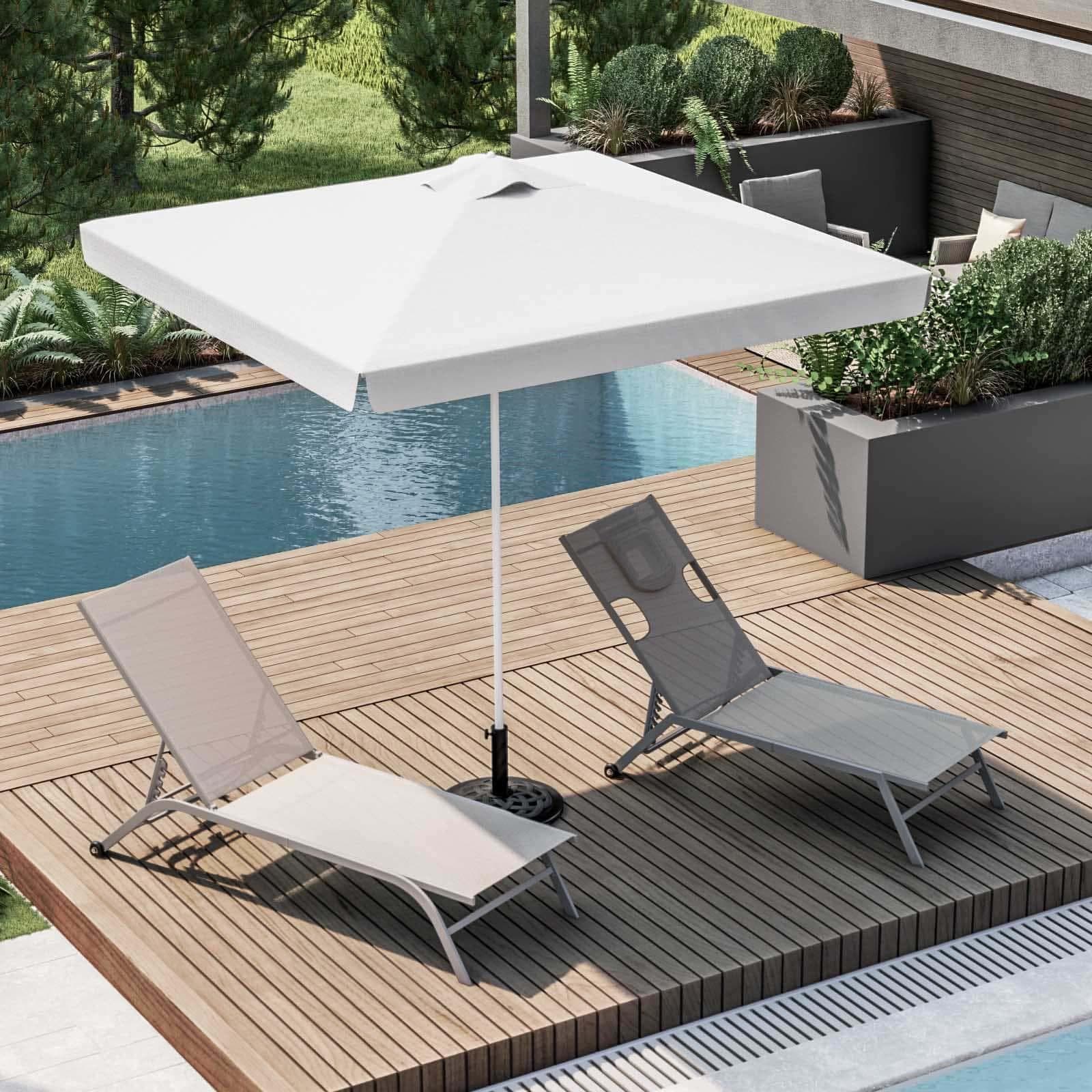 Ombrellone da giardino 2x2 m palo centrale telo bianco con flap - Belize