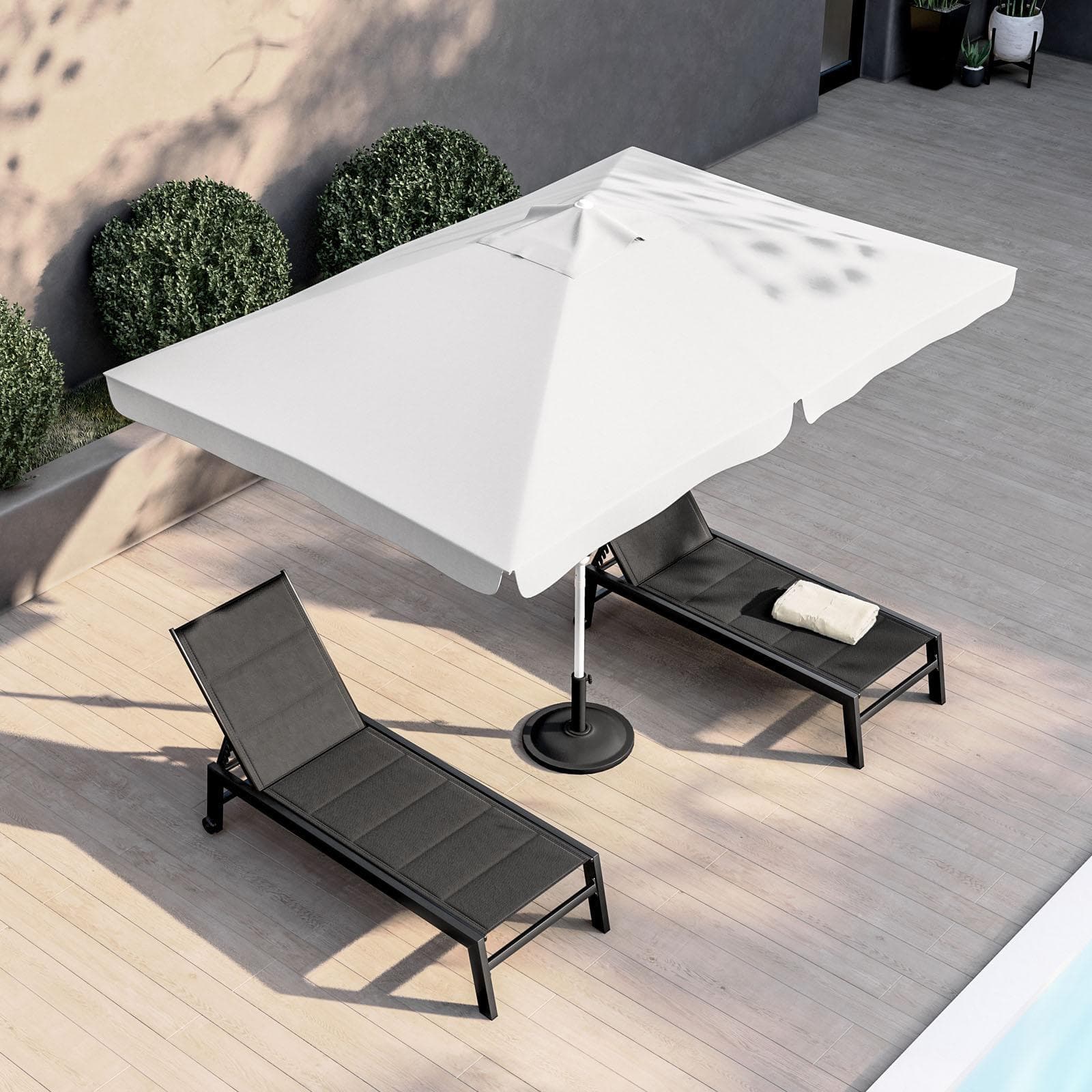 Ombrellone da giardino 2x3 m palo centrale telo bianco con volant - Tabago