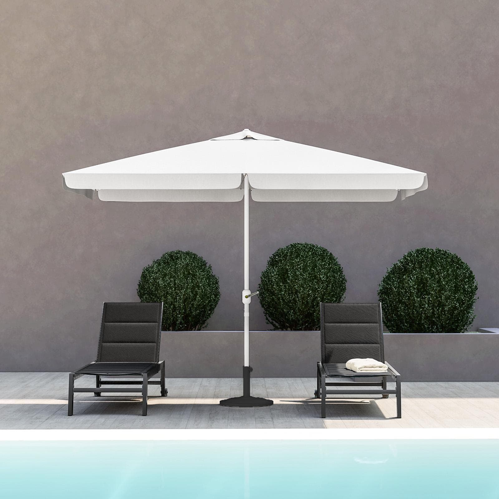 Ombrellone da giardino 2x3 m palo centrale telo bianco con volant - Tabago