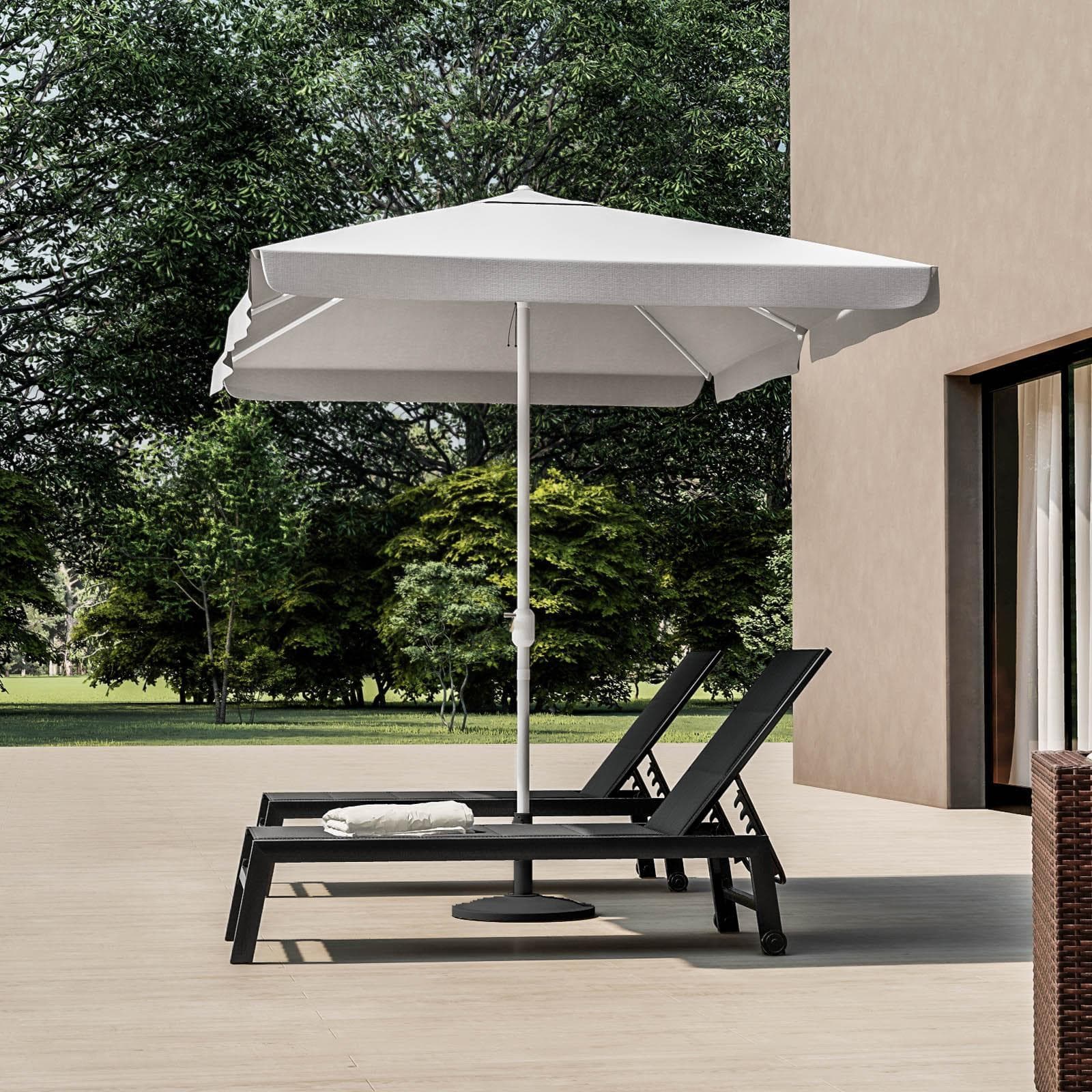 Ombrellone da giardino 2x3 m palo centrale telo bianco con volant - Tabago