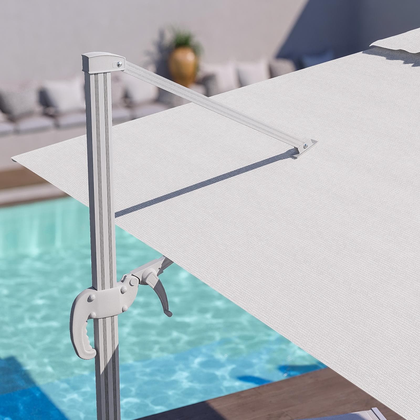 Ombrellone da giardino 3x3 m palo laterale telo bianco - Tenerife
