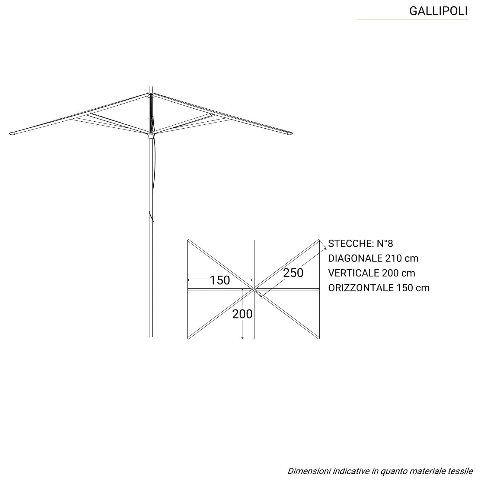 Ombrellone da giardino 3x4 m palo centrale telo ecrù - Gallipoli