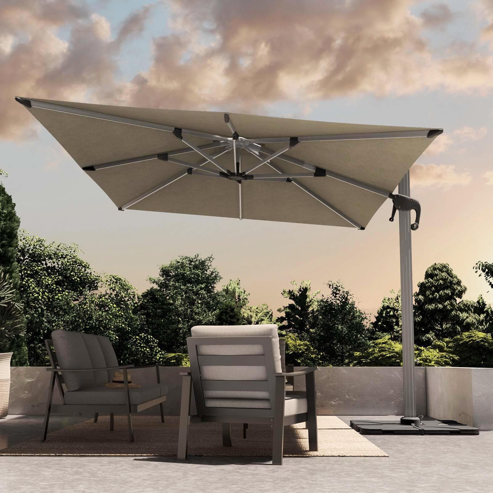 Ombrellone da giardino 4x3 m palo laterale telo tortora - Taipa