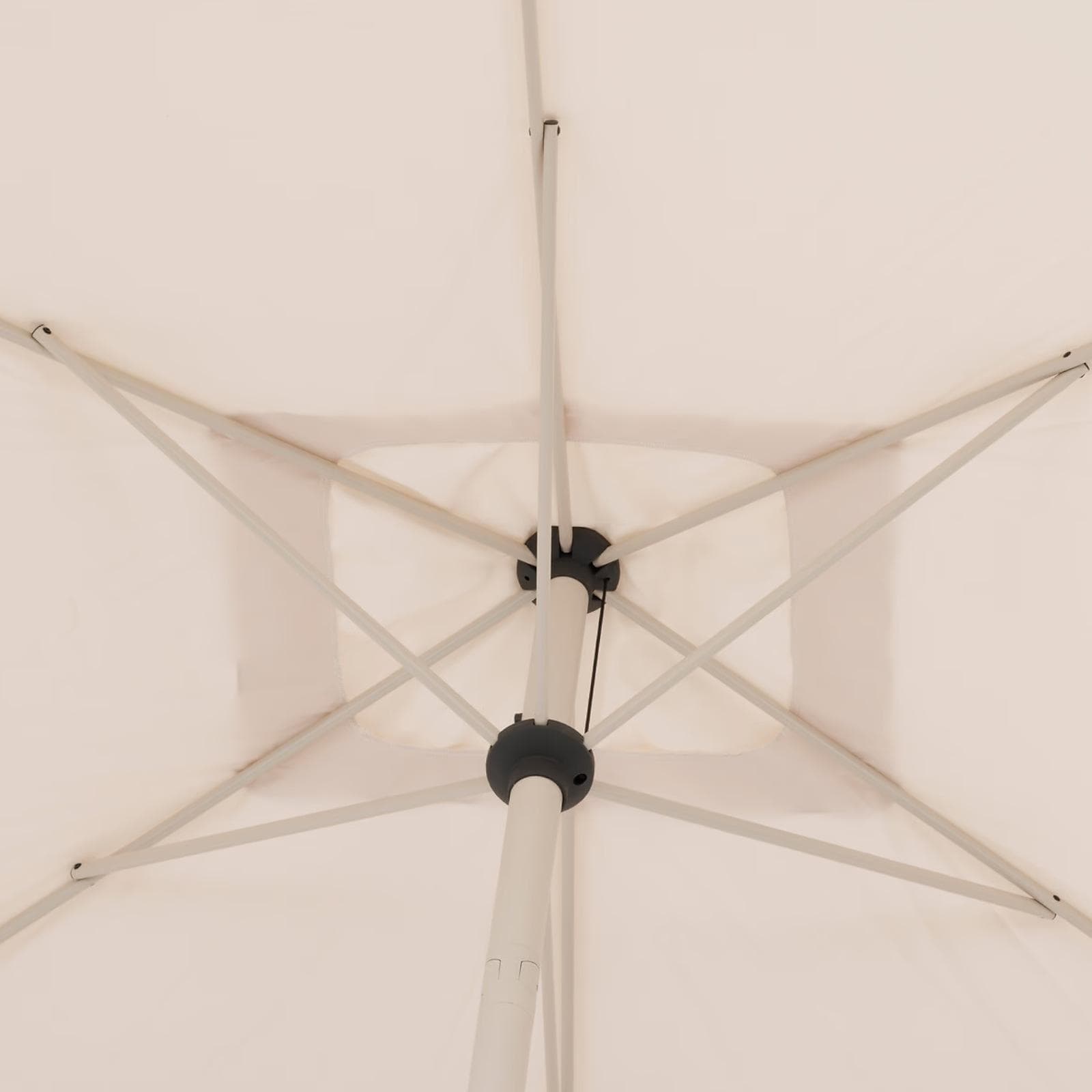 Ombrellone palo centrale 2x3 m in alluminio con snodo e telo crema - Huda