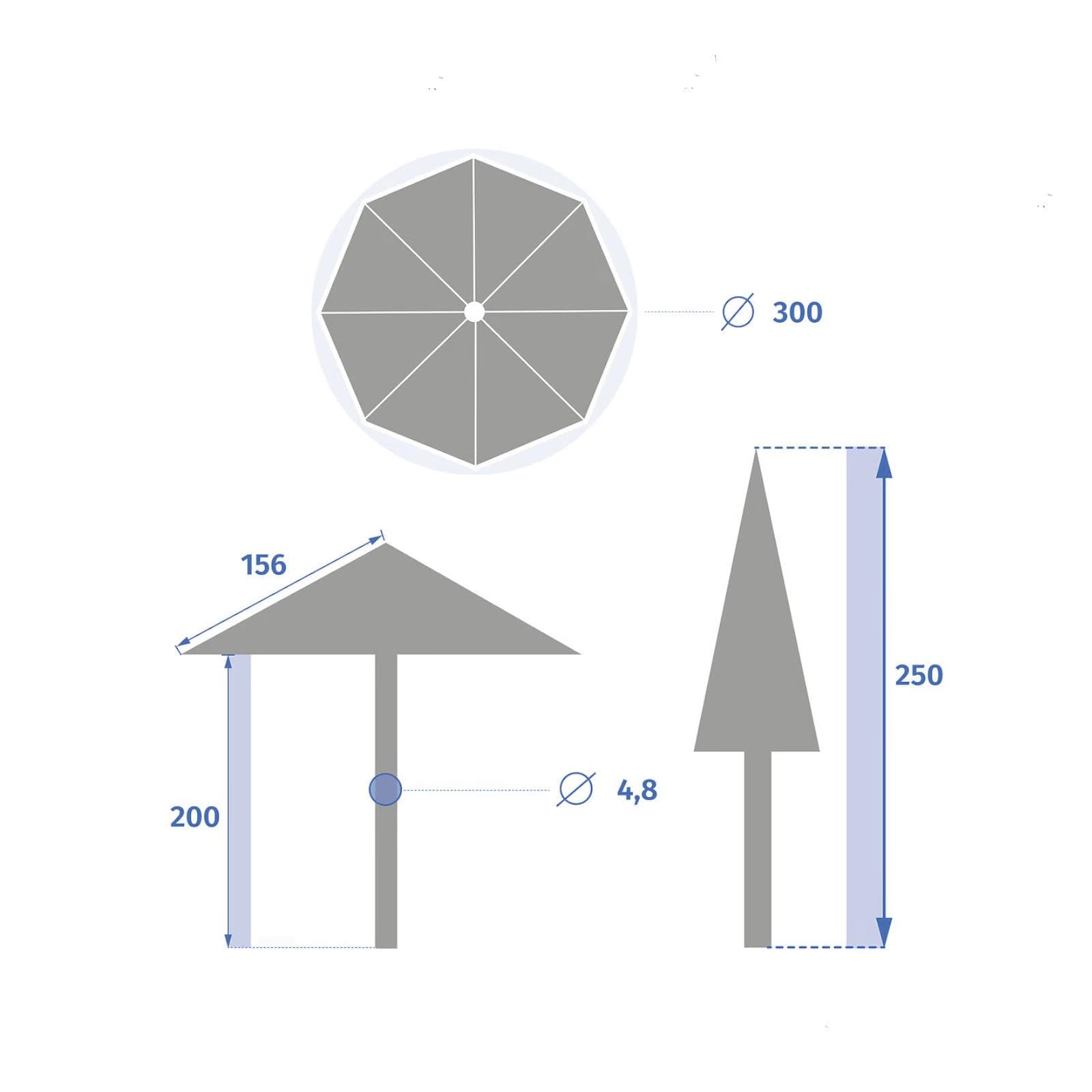 Ombrellone rotondo 300 cm palo centrale con snodo e telo crema - Huda