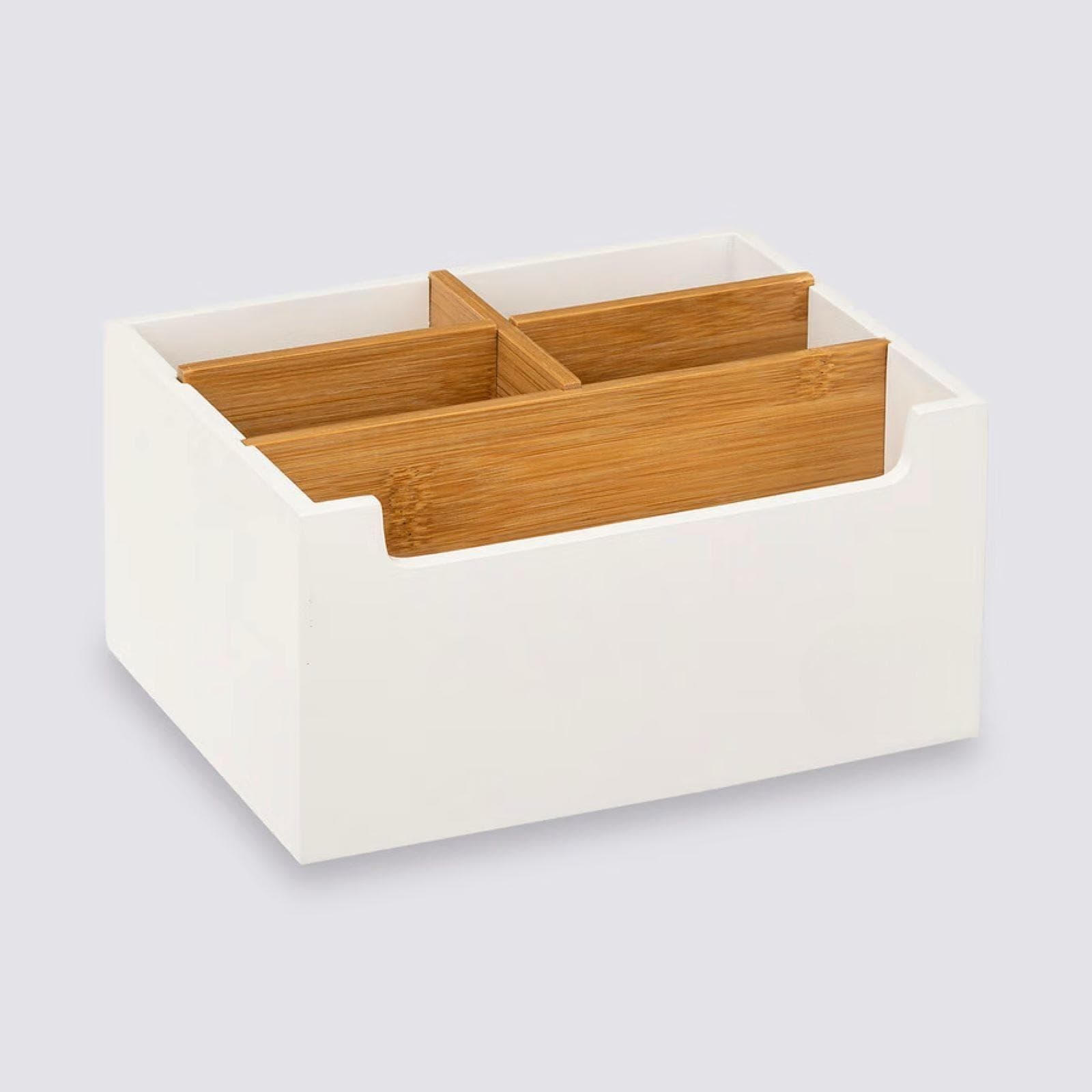 Organizer da scrivania 20x15 cm in legno bianco e naturale - Smartlab