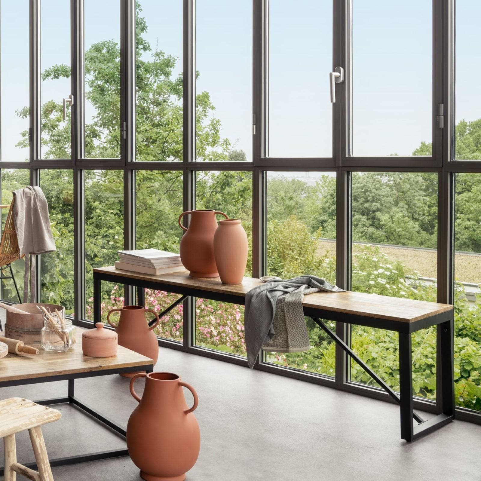 Panca 170x45h cm in legno di acacia e metallo - Floyd