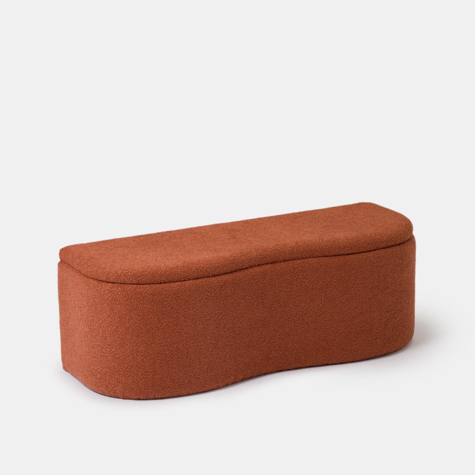 Panca contenitore 112x42 cm in bouclé ruggine con seduta imbottita - Bradley