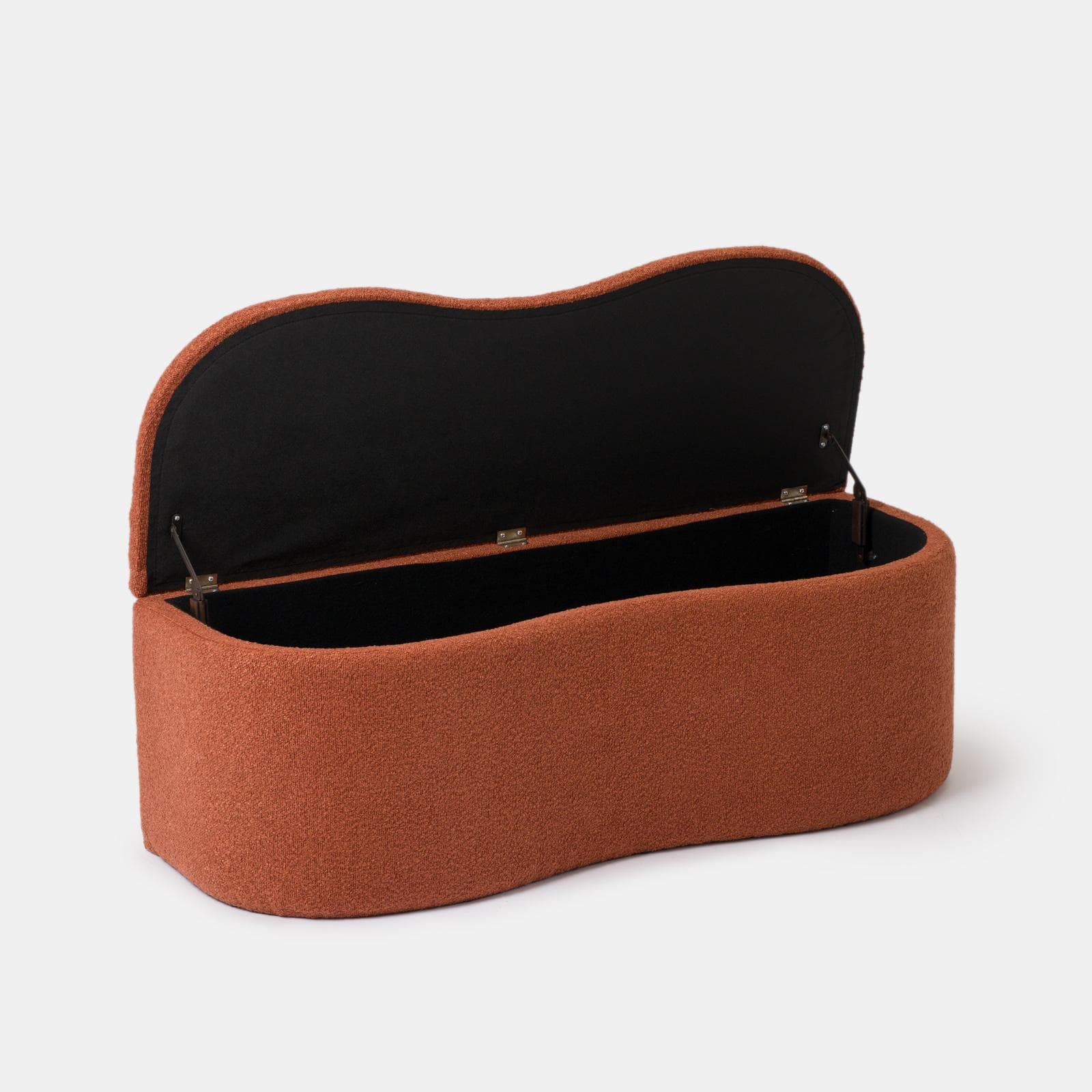 Panca contenitore 112x42 cm in bouclé ruggine con seduta imbottita - Bradley