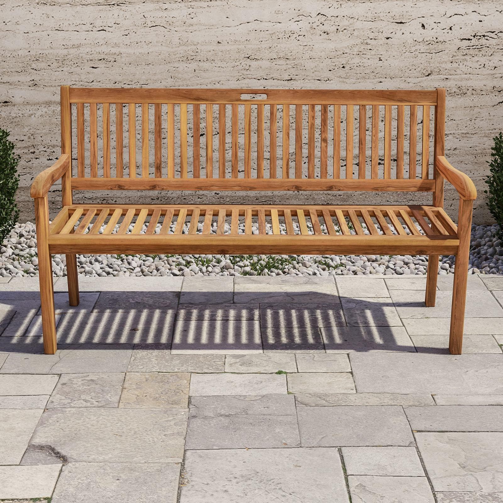 Panchina 3 posti in acacia 150 cm con braccioli - Paja