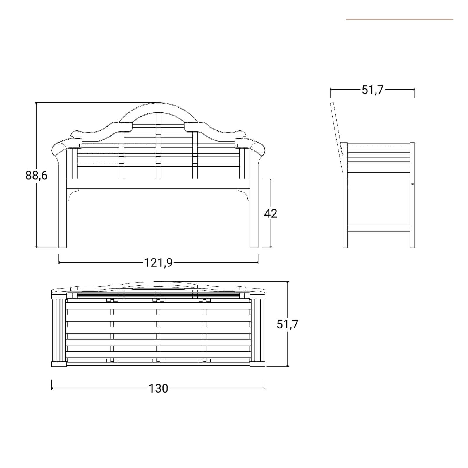 Panchina da giardino 3 posti in legno d'acacia bianco antico stile classico - Disha