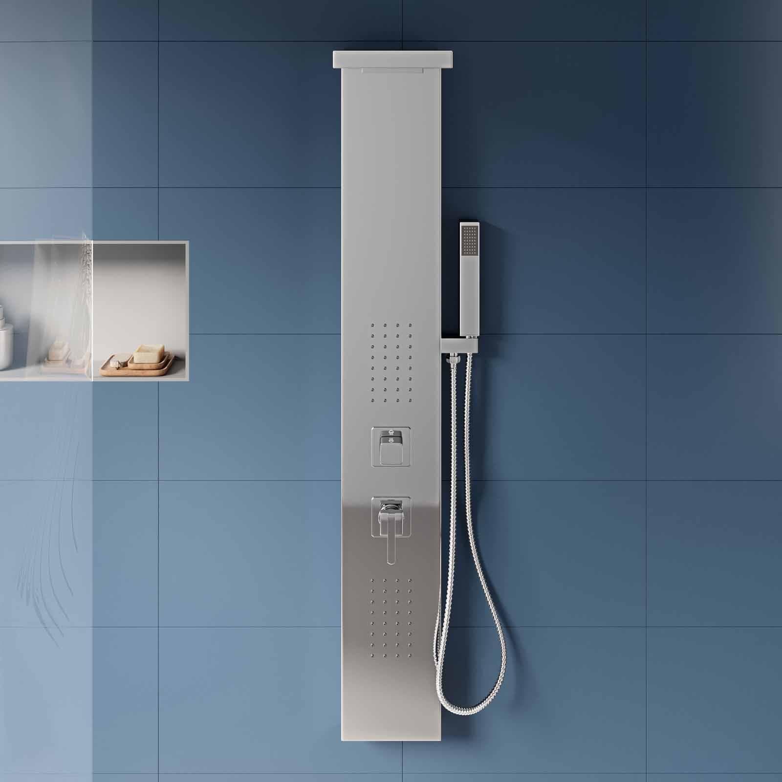 Pannello doccia idromassaggio squadrato in acciaio inox con 150 getti anticalcare - Kansas
