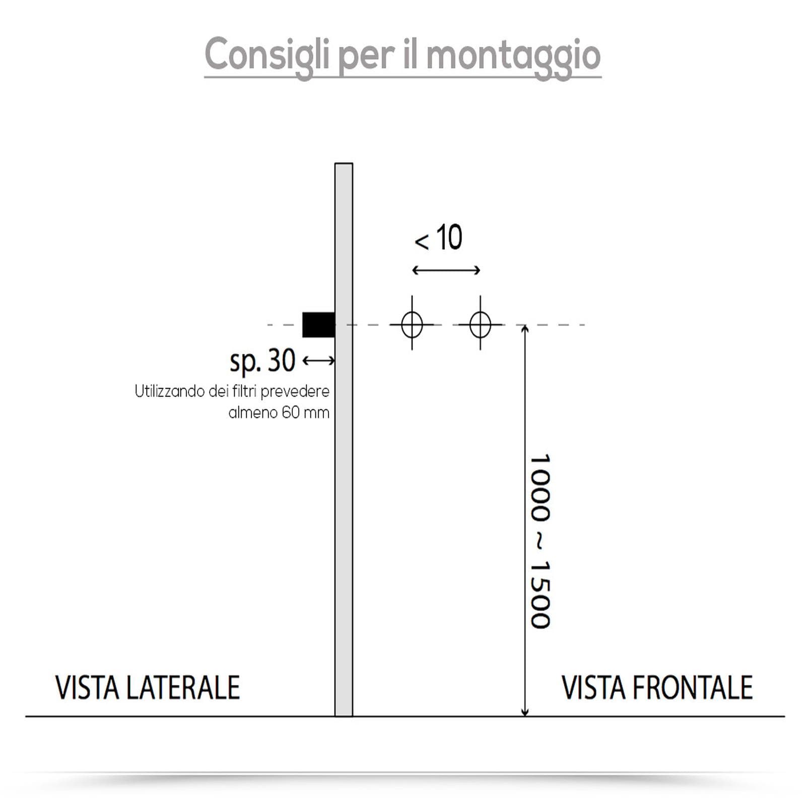Pannello doccia idromassaggio squadrato in acciaio inox con 150 getti anticalcare - Kansas