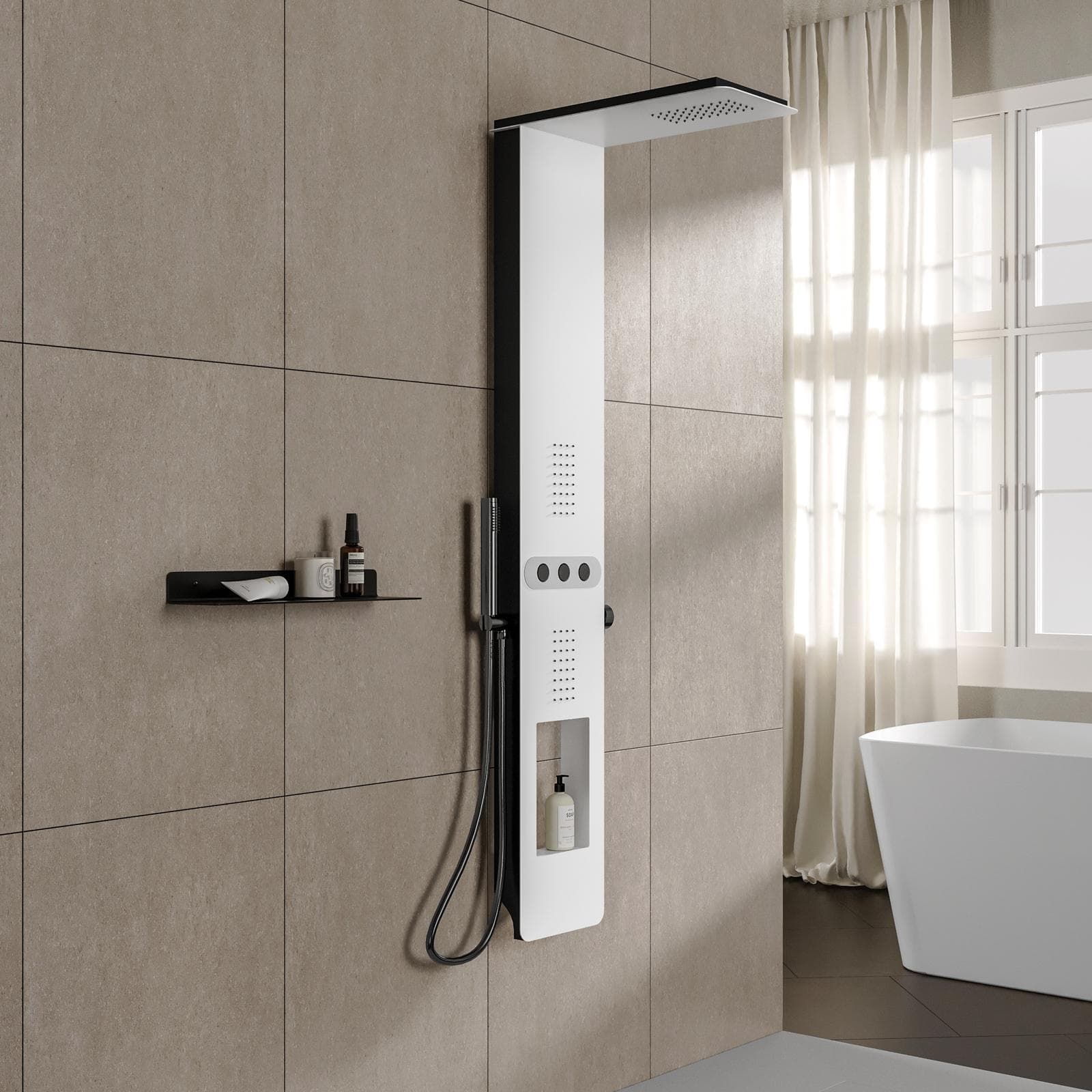 Pannello doccia idromassaggio ultraflat bianco e nero - Bender