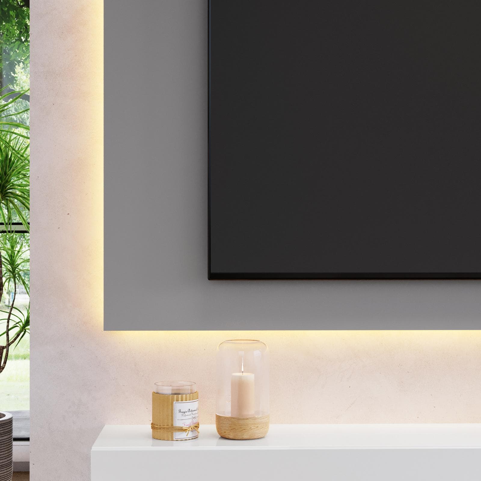 Pannello porta tv 180x100h cm ardesia con foro passacavi - Clary