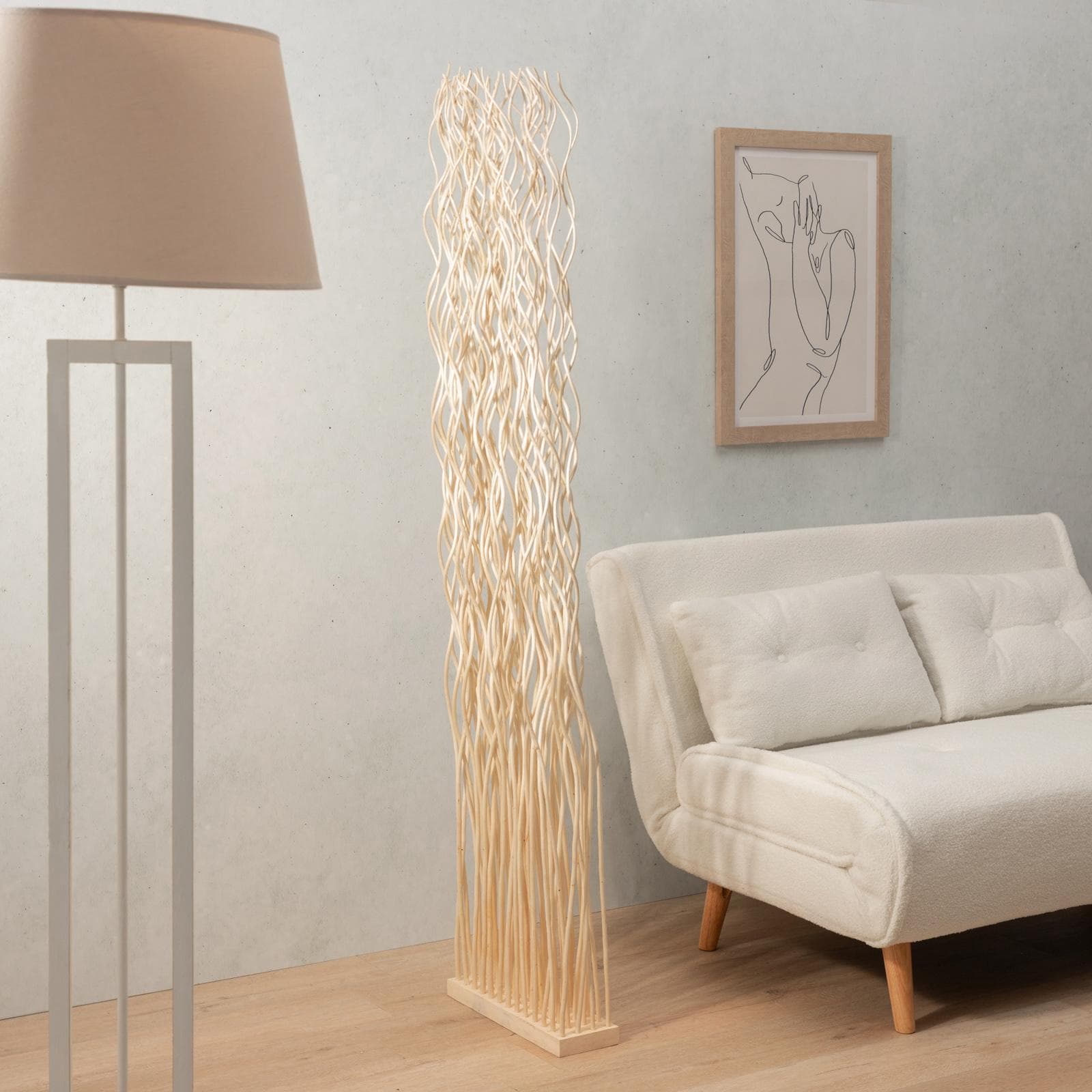 Paravento 40x175h cm in legno di salice bianco - Nami